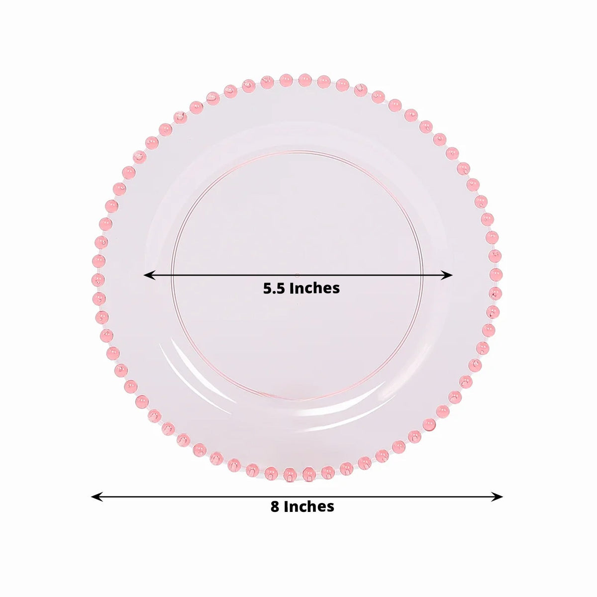10-Pack Transparent Blush Plastic Dessert Plates – 8" Round with Beaded Rim, Disposable for Parties & Events