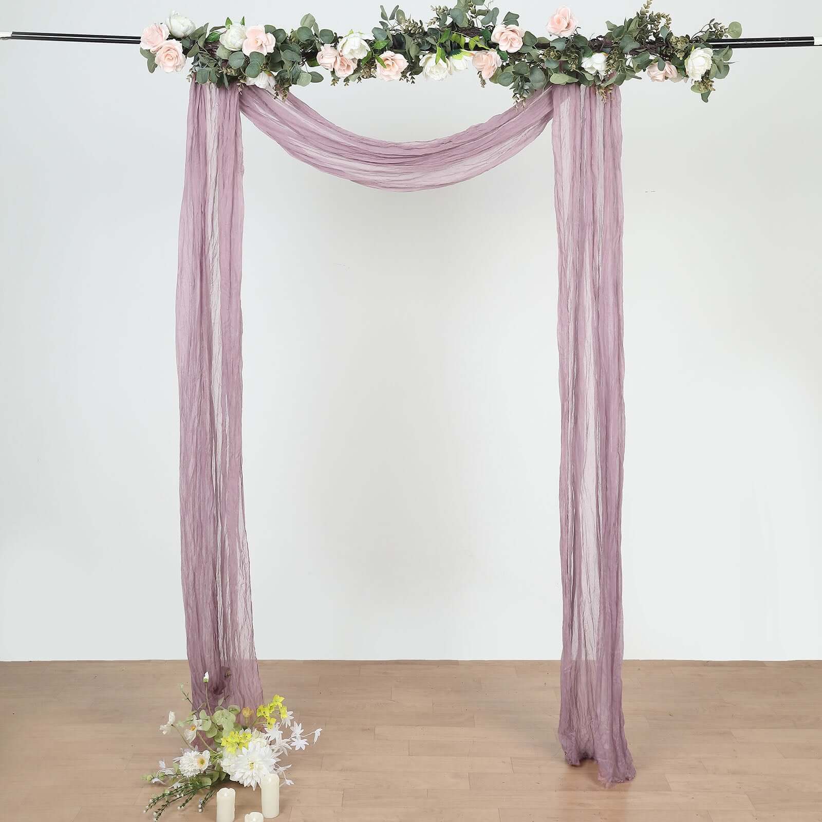 20ft Violet Amethyst Gauze Cheesecloth Fabric Wedding Arch Drapery, Window Scarf Valance, Boho Decor Arbor Curtain Panel