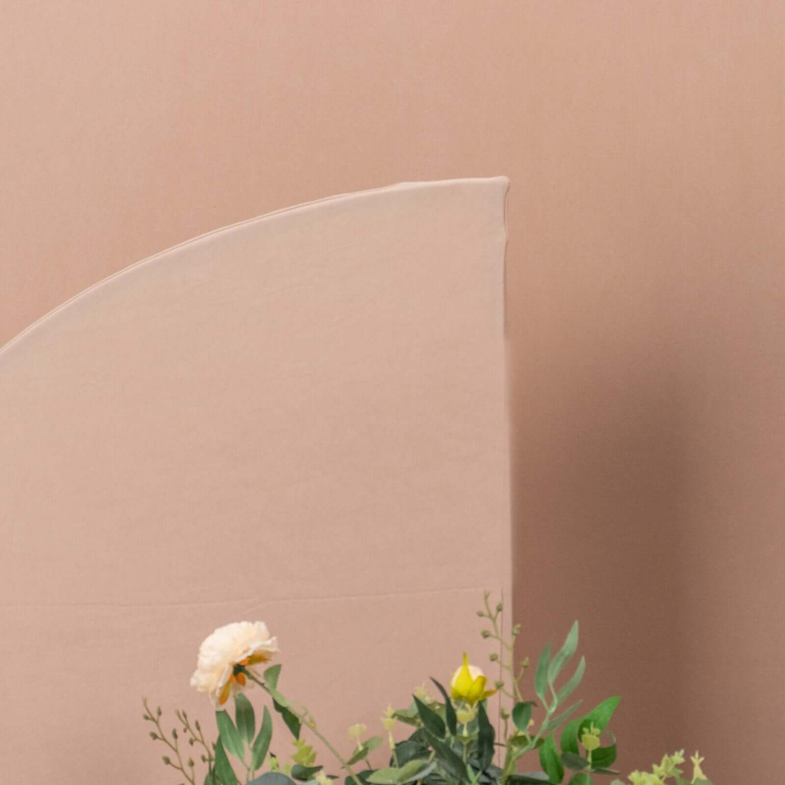 Set of 4 Matte Nude Spandex Half Moon Chiara Backdrop Stand Covers, Custom Fitted Wedding Arch Covers - 2.5ft,5ft,6ft,7ft