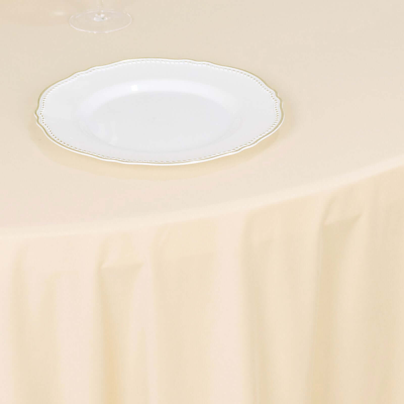 Scuba Round 132" Tablecloth Beige - Wrinkle Free & Stain Resistant Seamless Table Cover