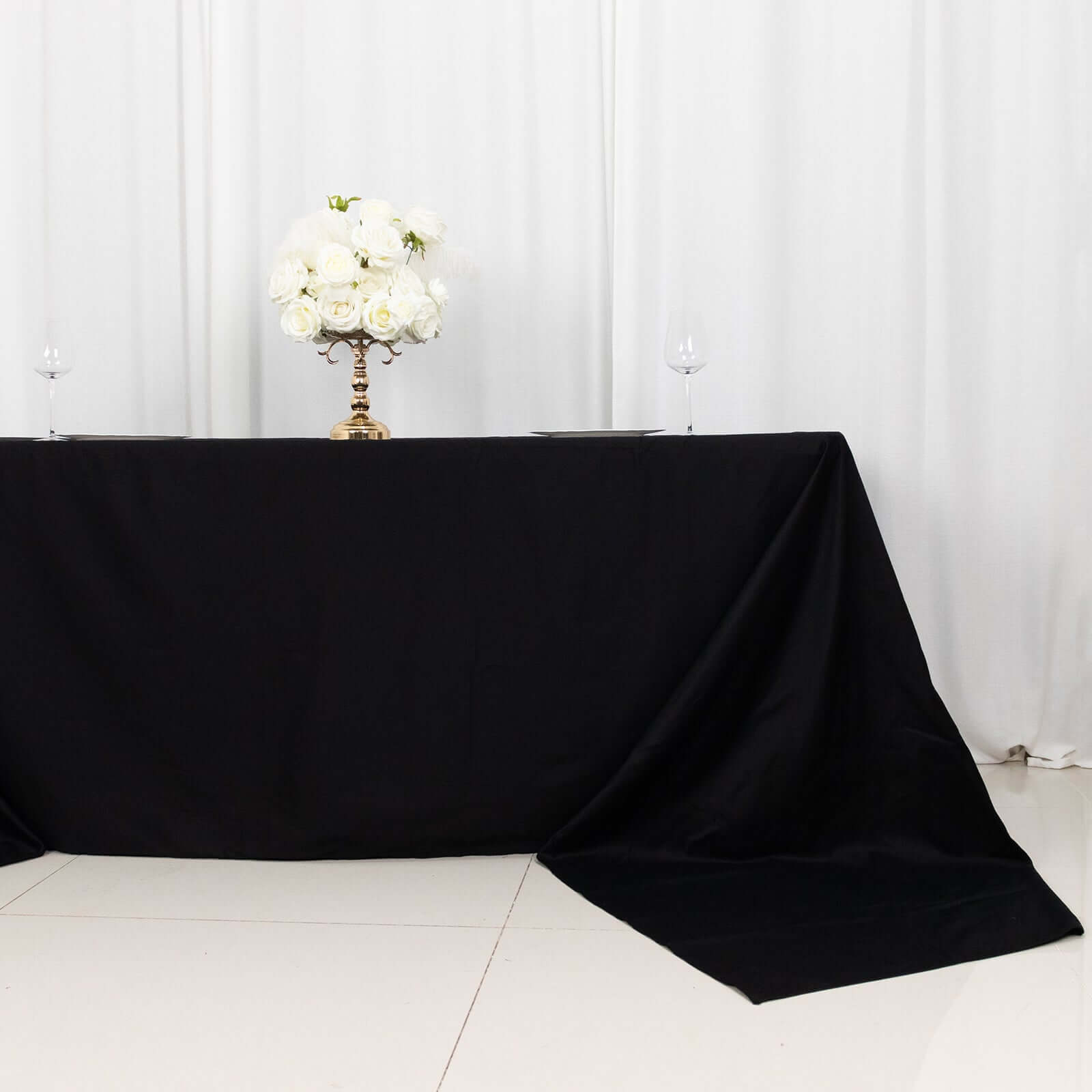 100% Cotton 90"x156" Rectangle Tablecloth Black Linen - Seamless, Soft & Breathable Table Cover