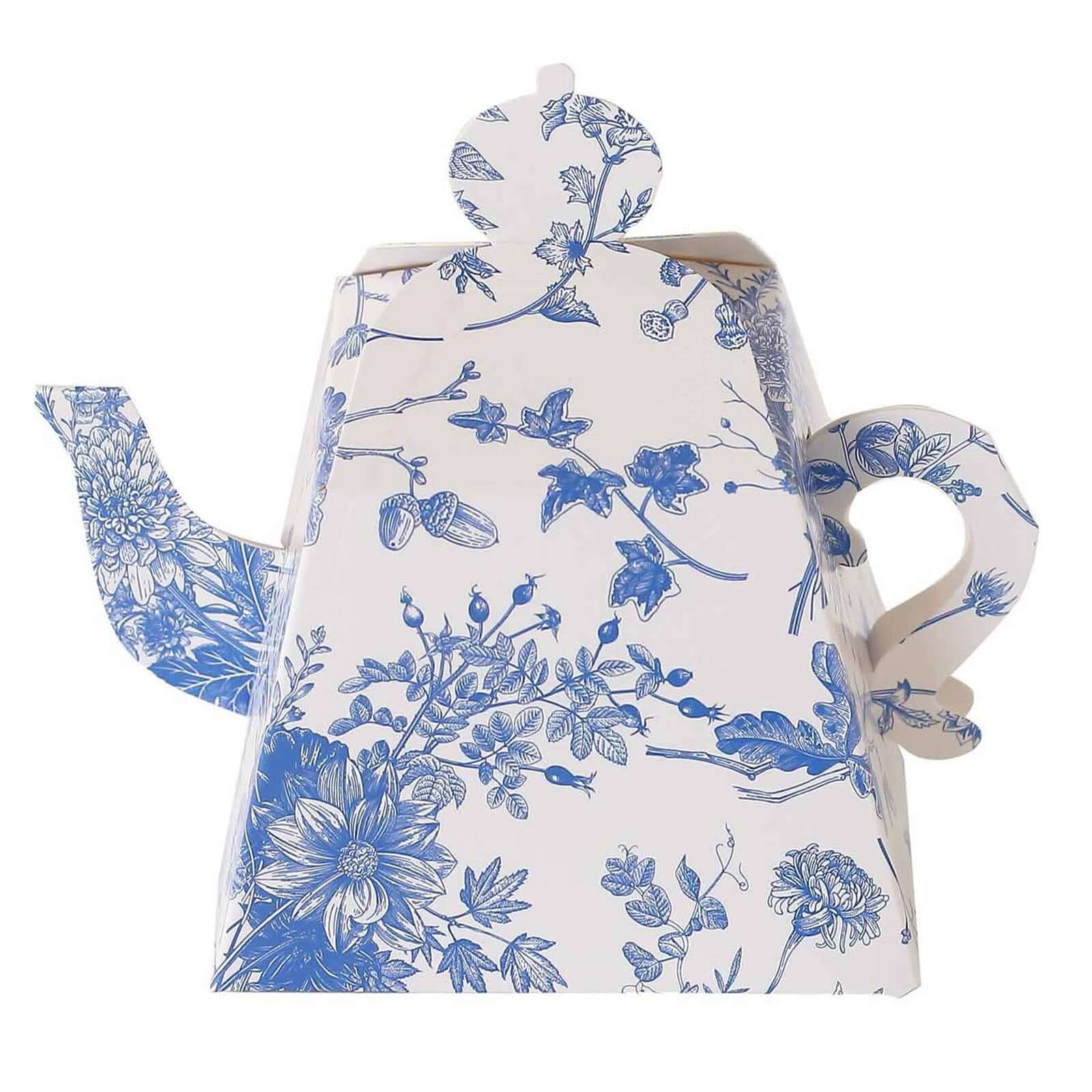 25 Pack White Blue Mini Teapot Party Favor Boxes in French Toile Pattern, Tea Time Gift Boxes - 5"x4"