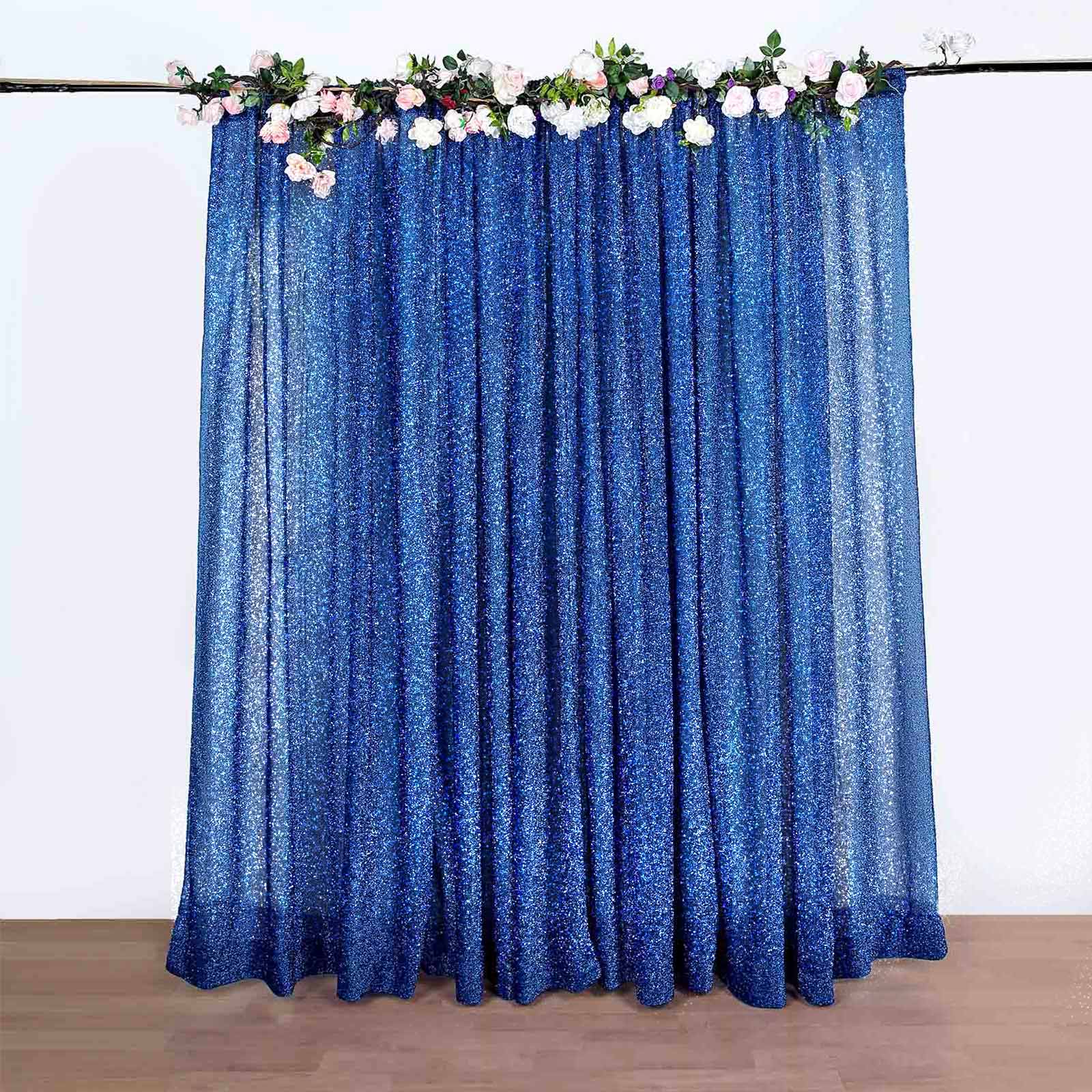 20ftx10ft Royal Blue Metallic Shimmer Tinsel Event Curtain Drapes, Backdrop Event Panel