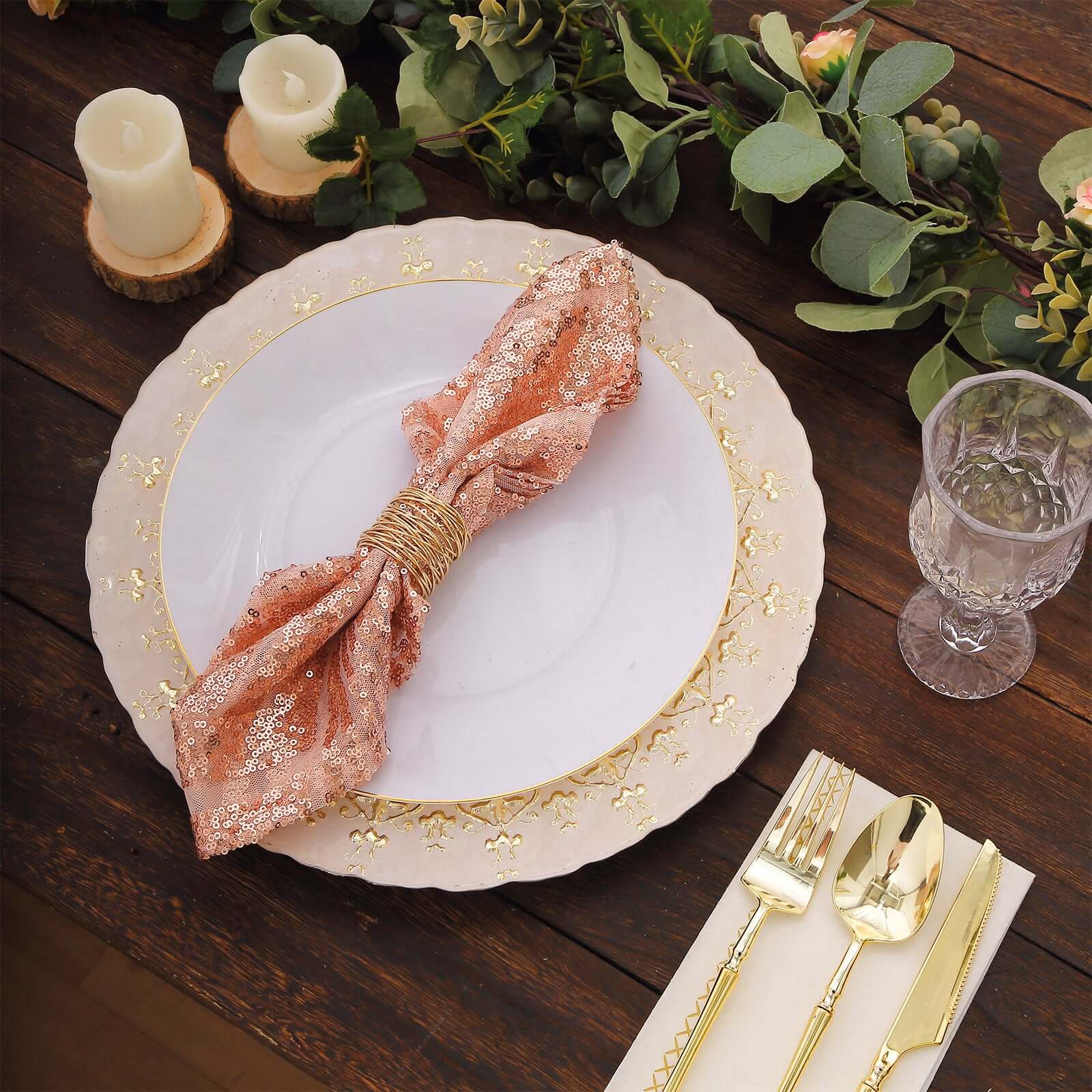 Sequin Napkins 20"x20" Blush - Diamond Pattern Reusable Napkin