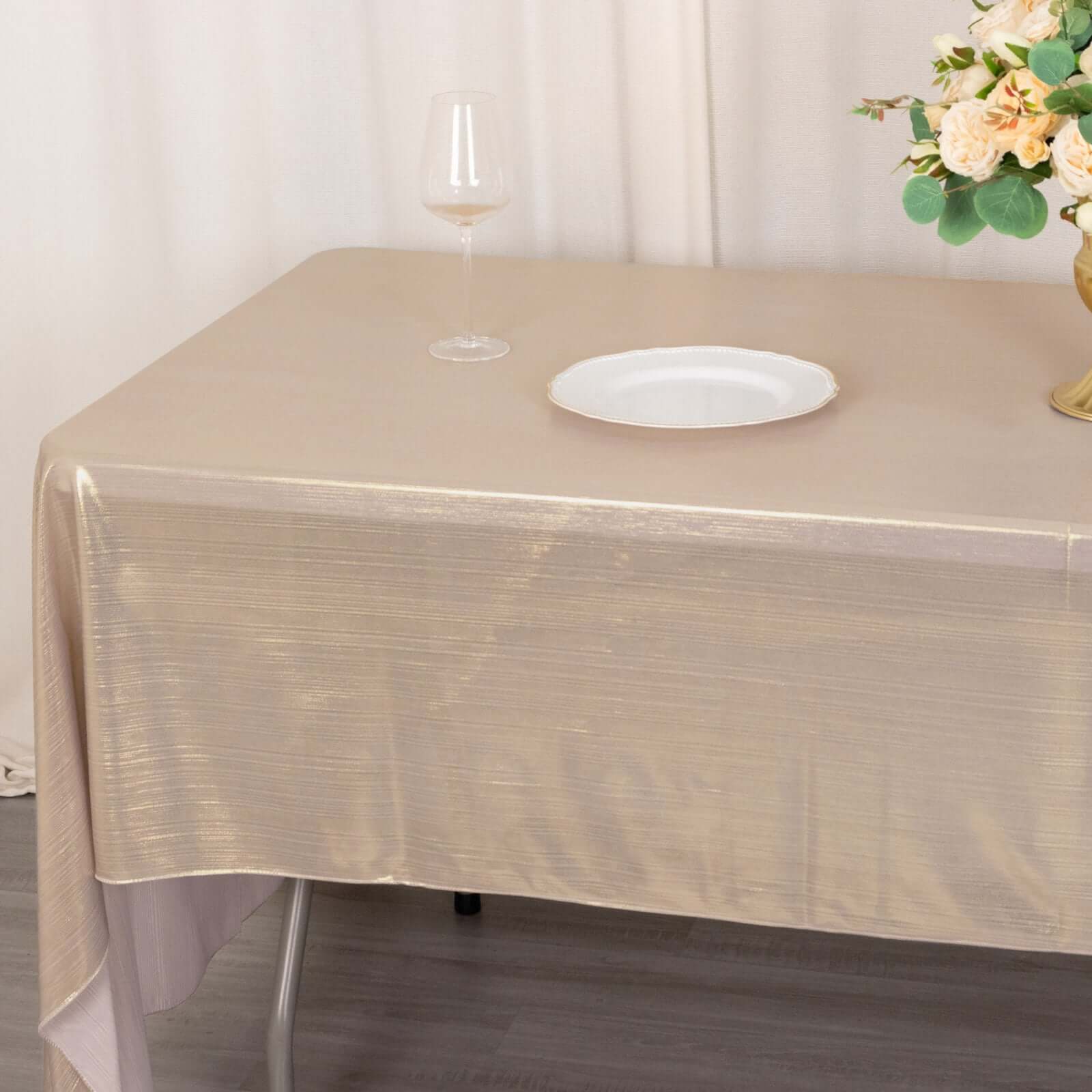 Sequin Dots Polyester 60"x126" Rectangle Tablecloth Shimmering Blush - Wrinkle Free & Sparkling Table Cover