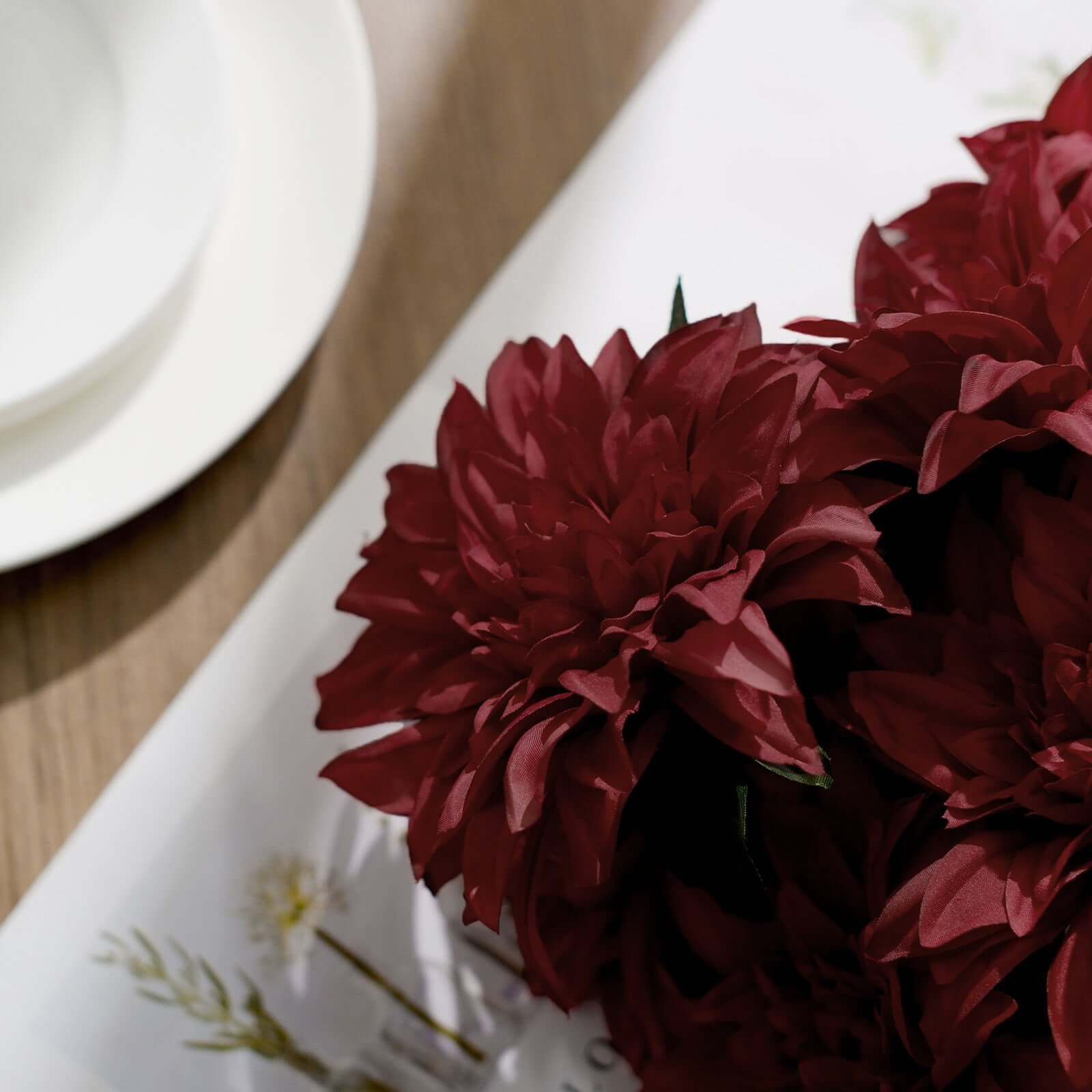 2 Bouquets 20" Burgundy Artificial Silk Dahlia Flower Spray Bushes