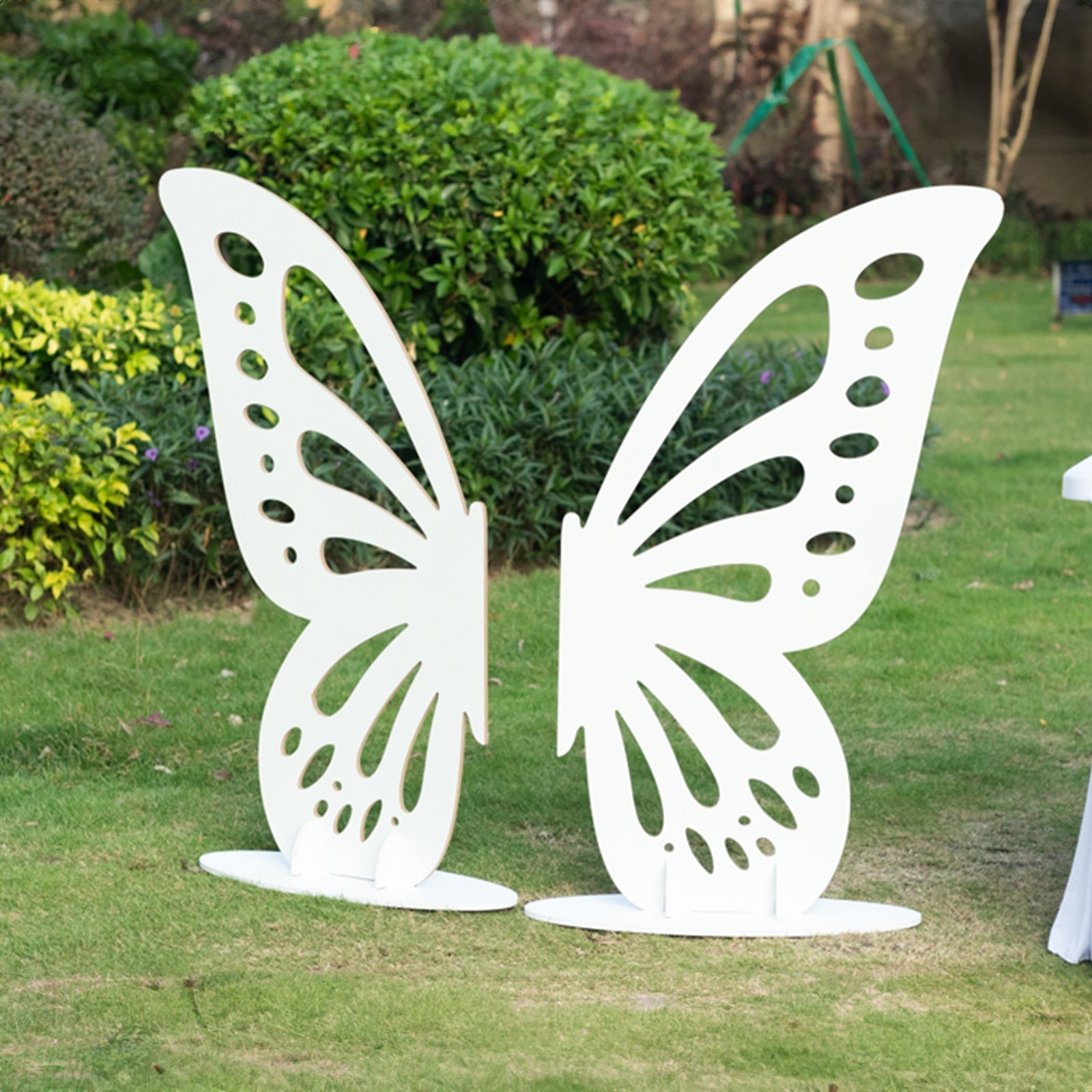 Freestanding Wooden Butterfly Wings Backdrop, Large Butterfly Cut-Out Stand Photo Prop - White, 4.5ftx3.5ft