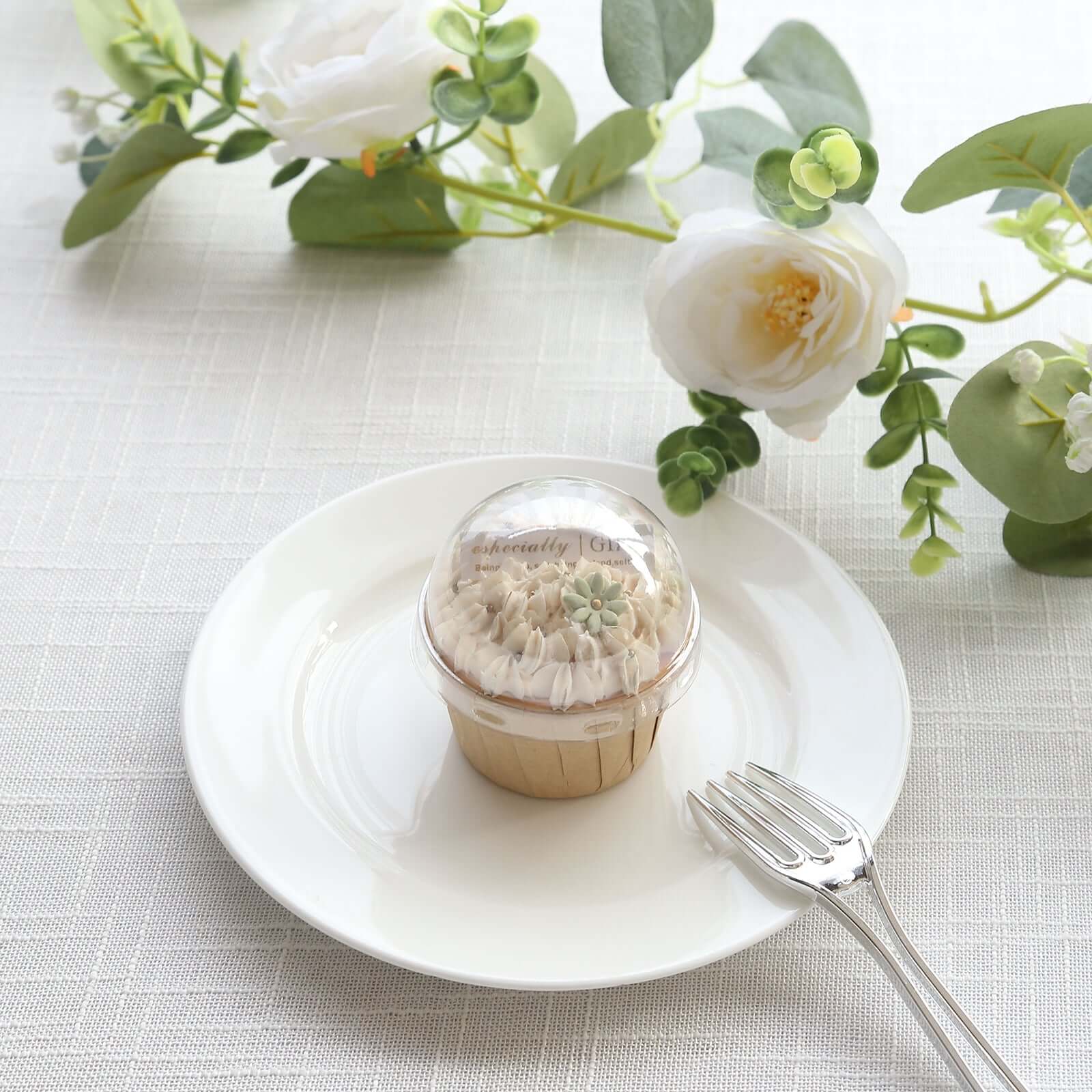 50-Pack Plastic Dome Lids For Cupcake Liners Clear - Food Safe Disposable Baking Cake Cup Lids for Dessert Buffets Bakery Displays & Party Favors 3"