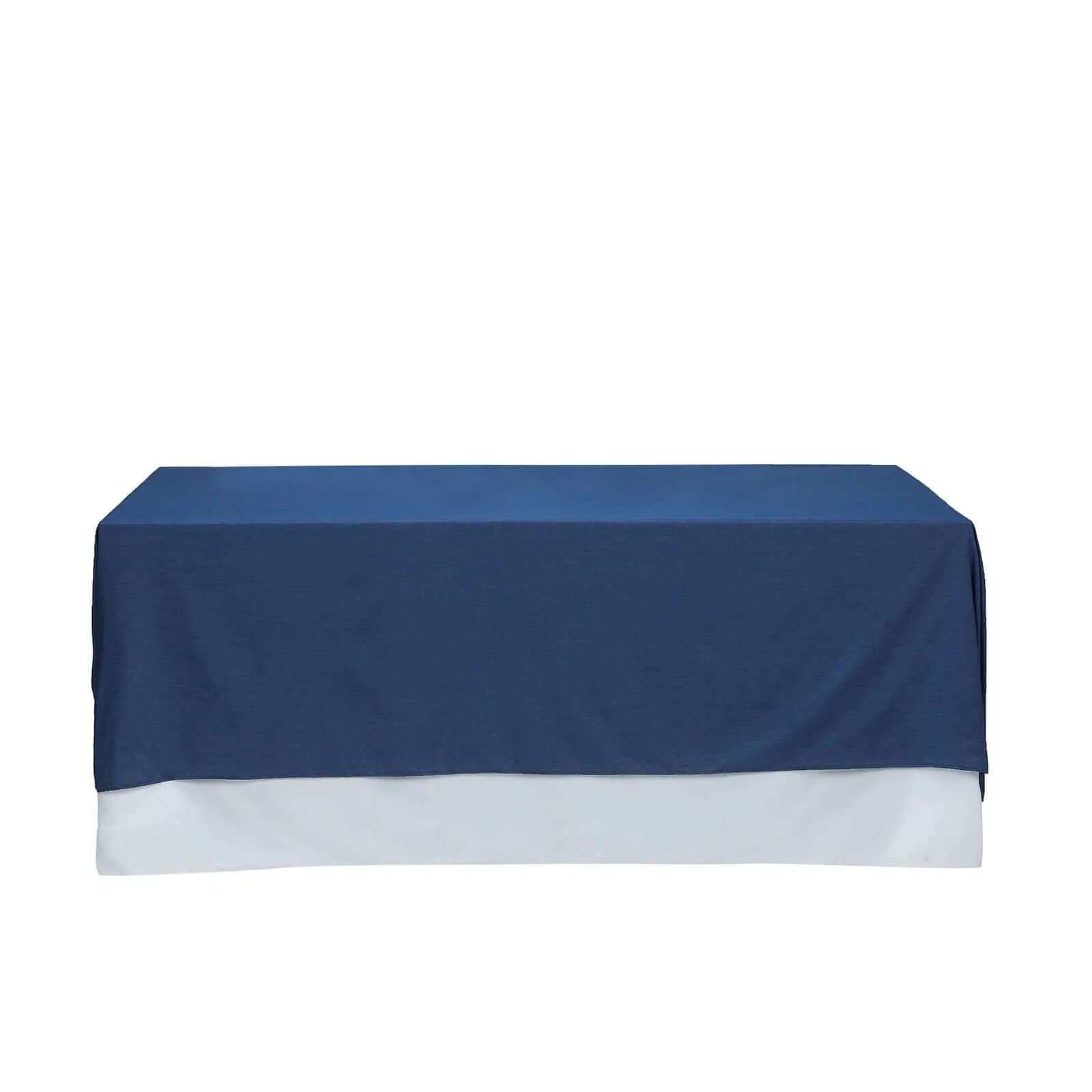 Polyester 90"x132" Rectangle Tablecloth Dark Blue - Seamless Faux Denim Design for Classy Celebrations