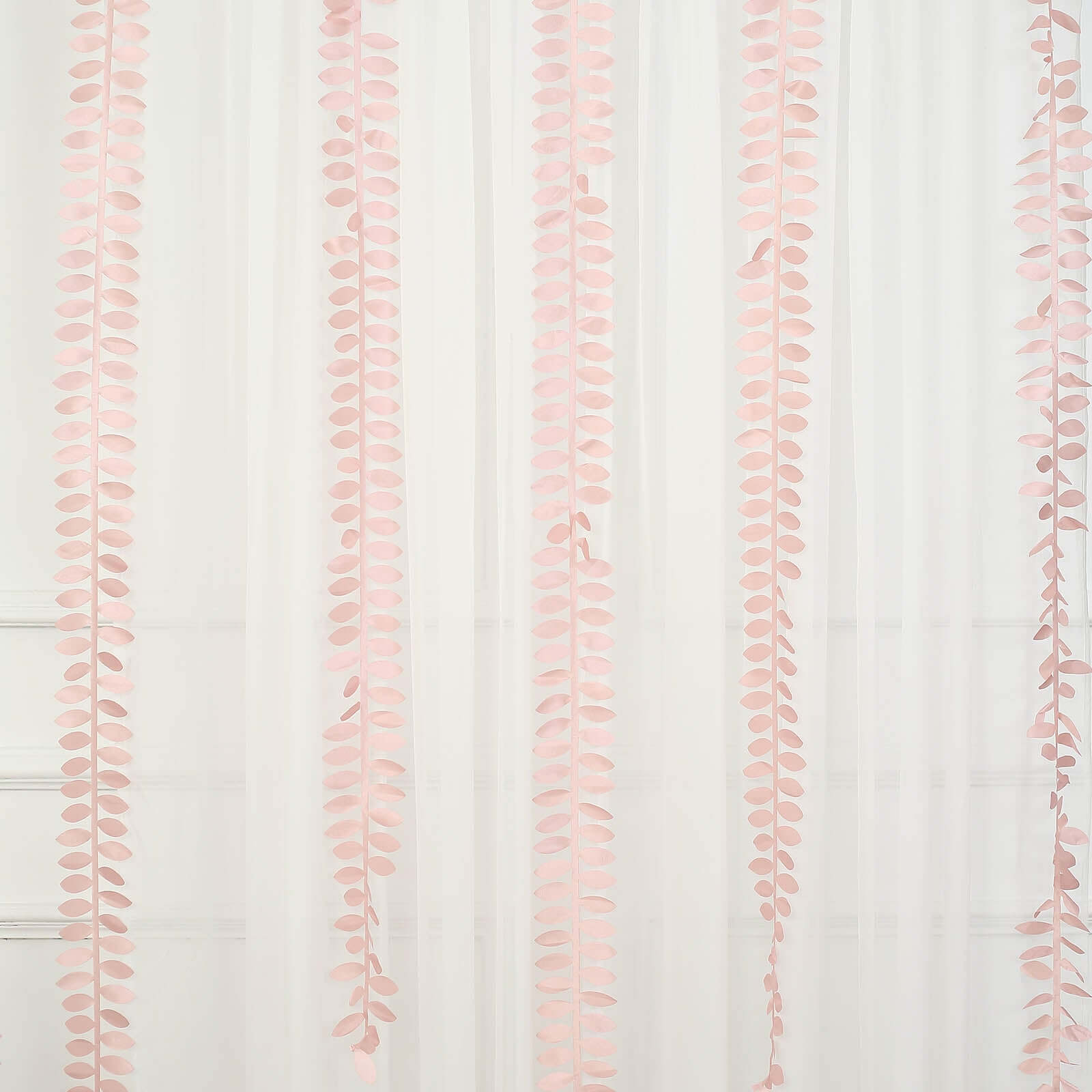 Taffeta Ribbon Sash with 4" Leaf Petal Design Dusty Rose 50ft - Sophisticated Artificial Fabric Garland