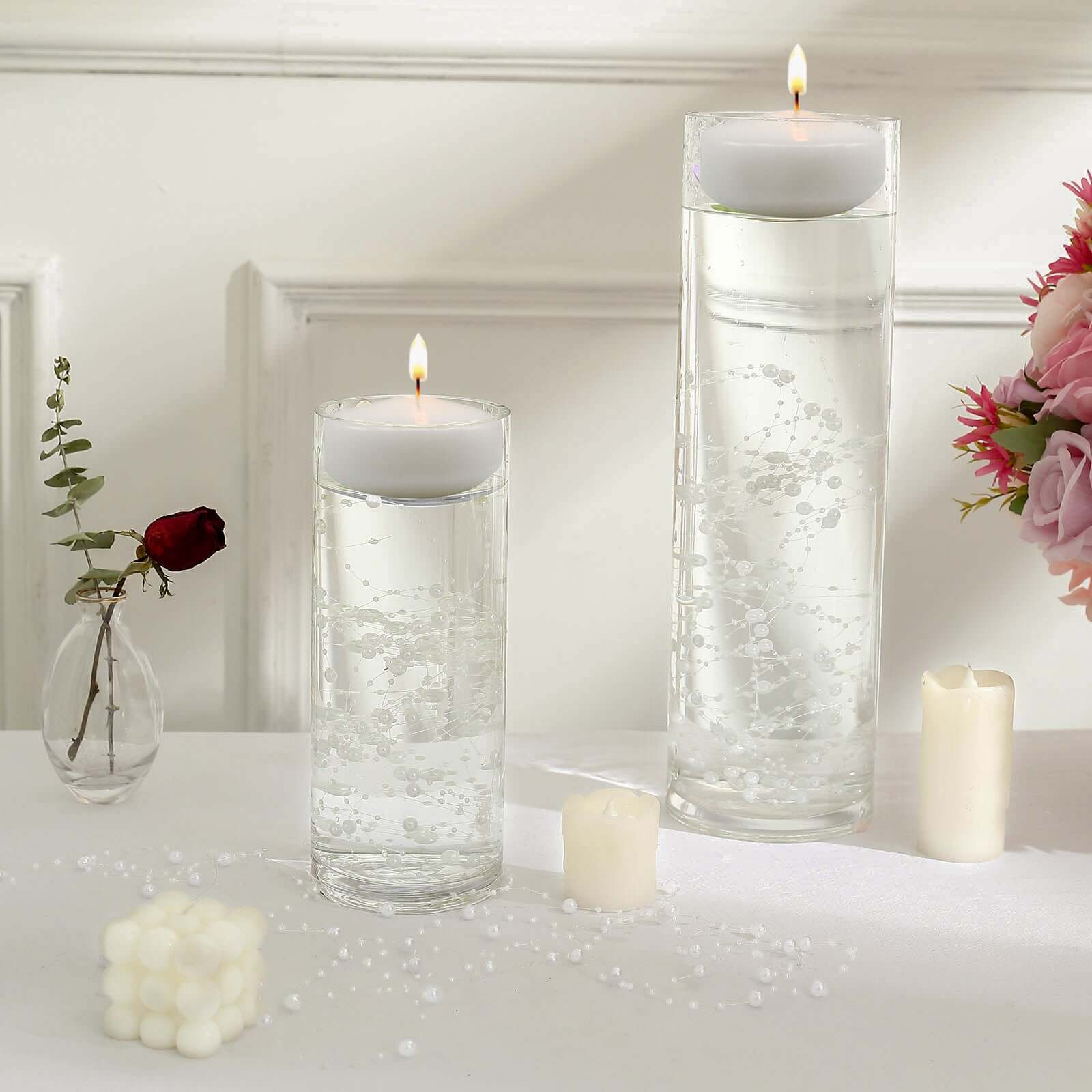 Faux Pearl String Beads Vase Filler - White DIY Craft Fishing Line Pearl Chains 100ft