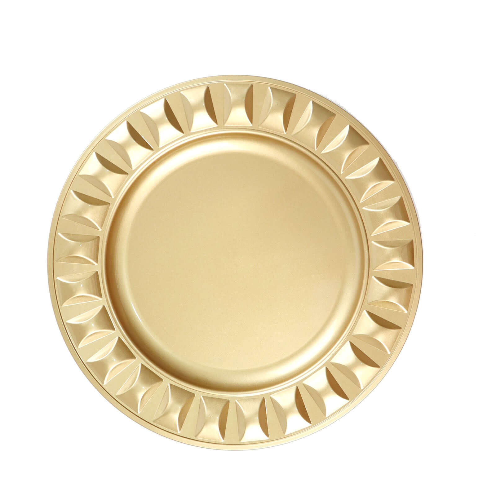 6-Pack Plastic Round Charger Plates 13" in Gold with Bejeweled Rim, Luxe Decorative Dinner Party Charger Tableware