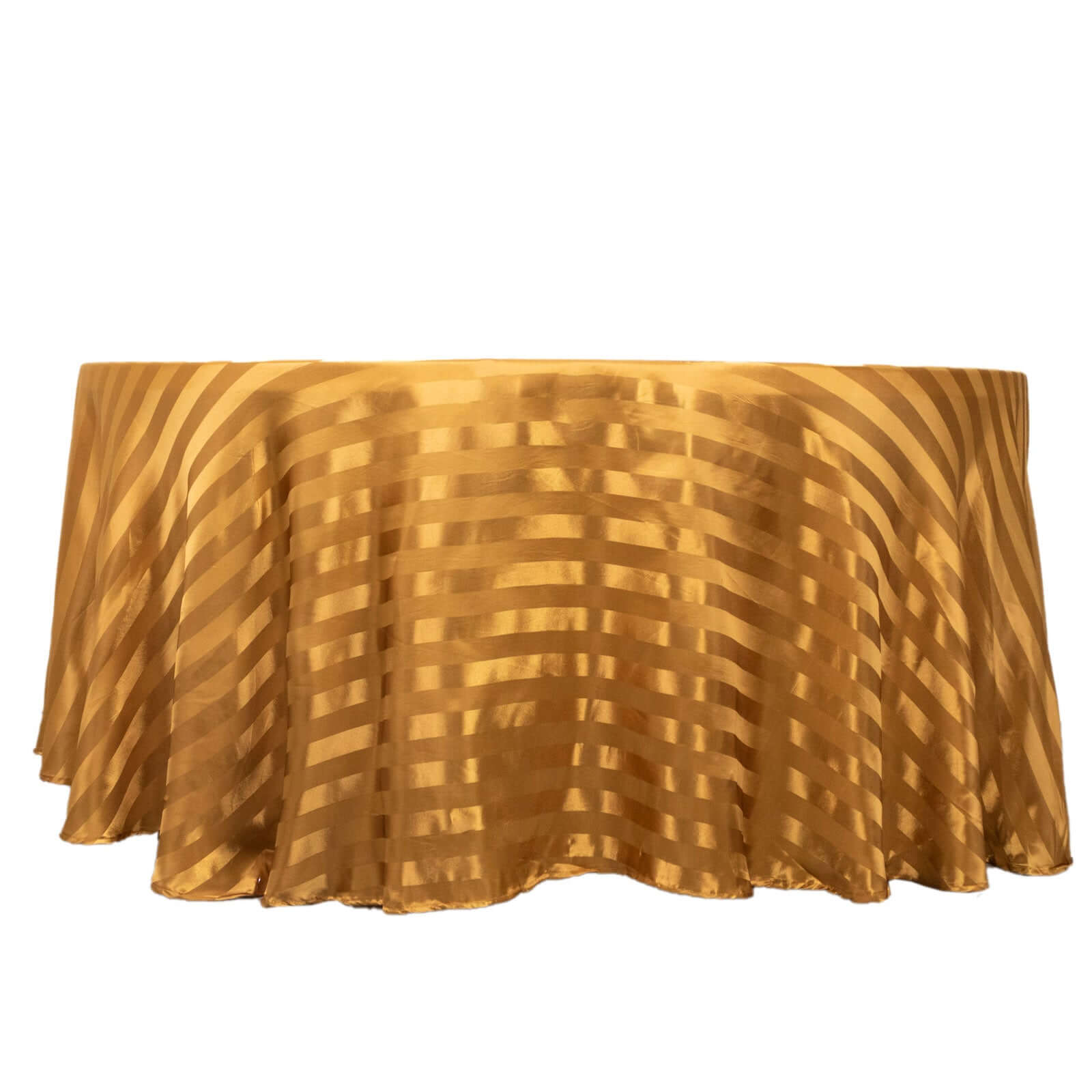 Satin Striped 120" Round Tablecloth Gold - Silky Smooth Seamless Wedding Decor