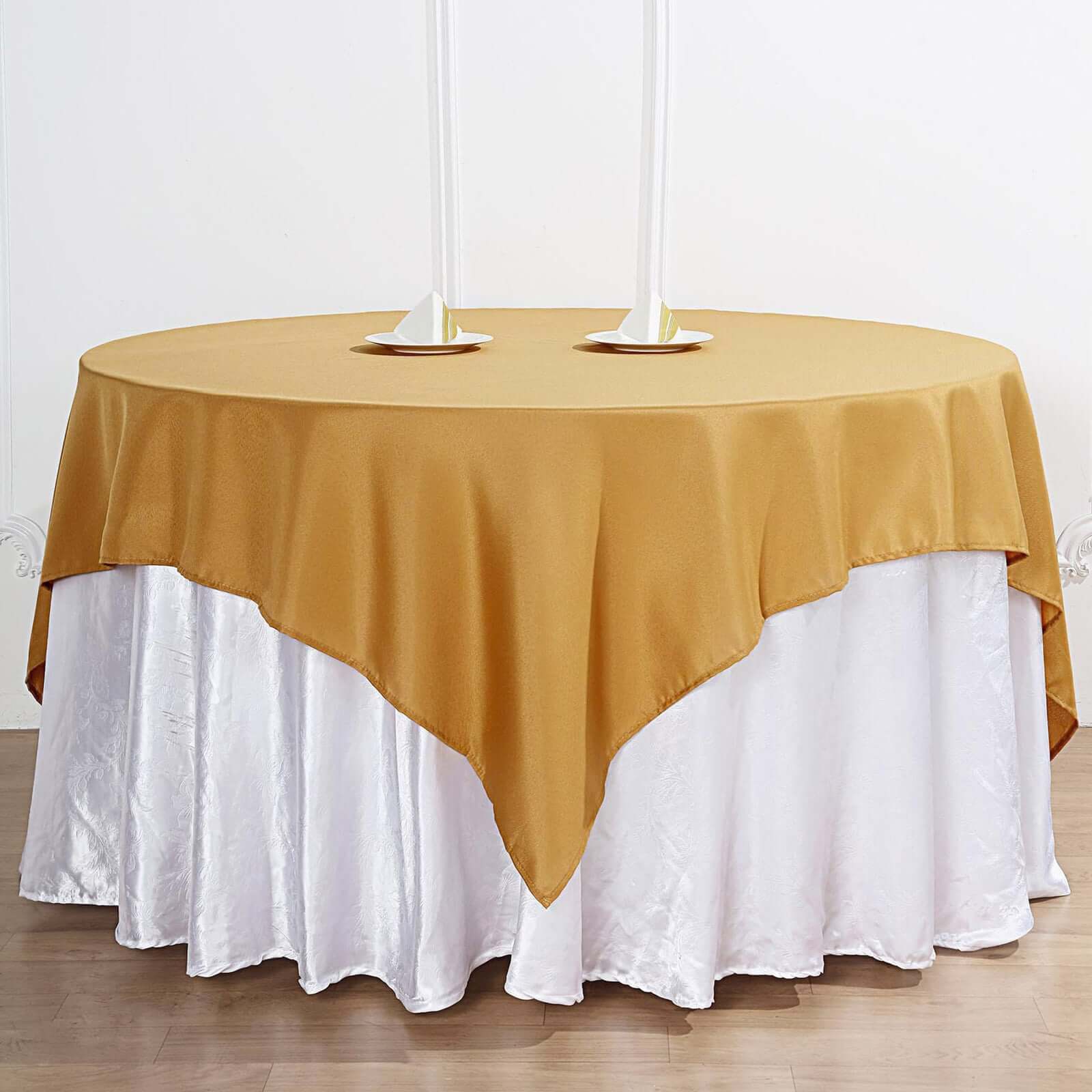 Polyester Square 70"x70" Tablecloth Gold - Wrinkle-Resistant & Durable Table Cover