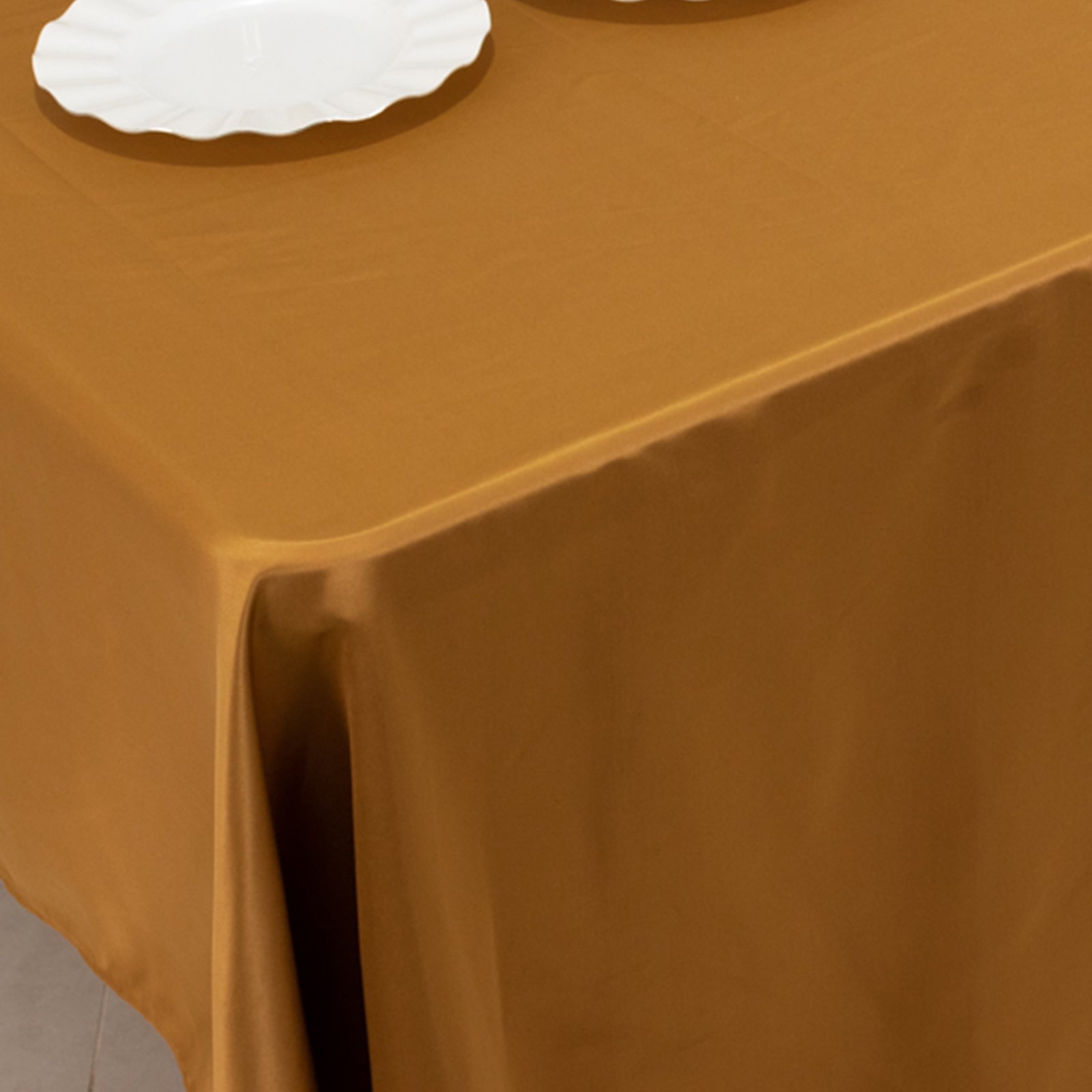 Lamour Satin 60"x126" Rectangle Tablecloth Gold - Soft & Silk-Like Table Cover for Upscale Dining
