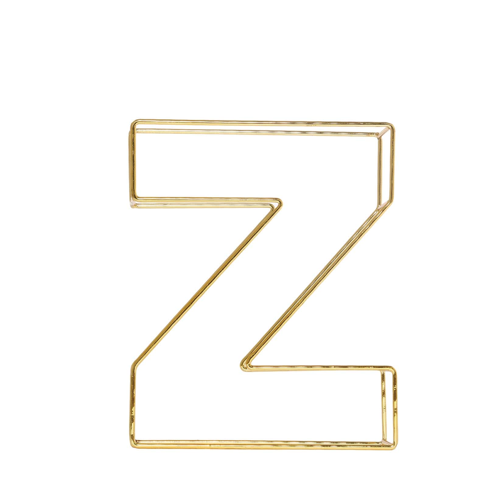 8" Tall Gold Freestanding 3D Decorative Wire Letter, Wedding Centerpiece - Z