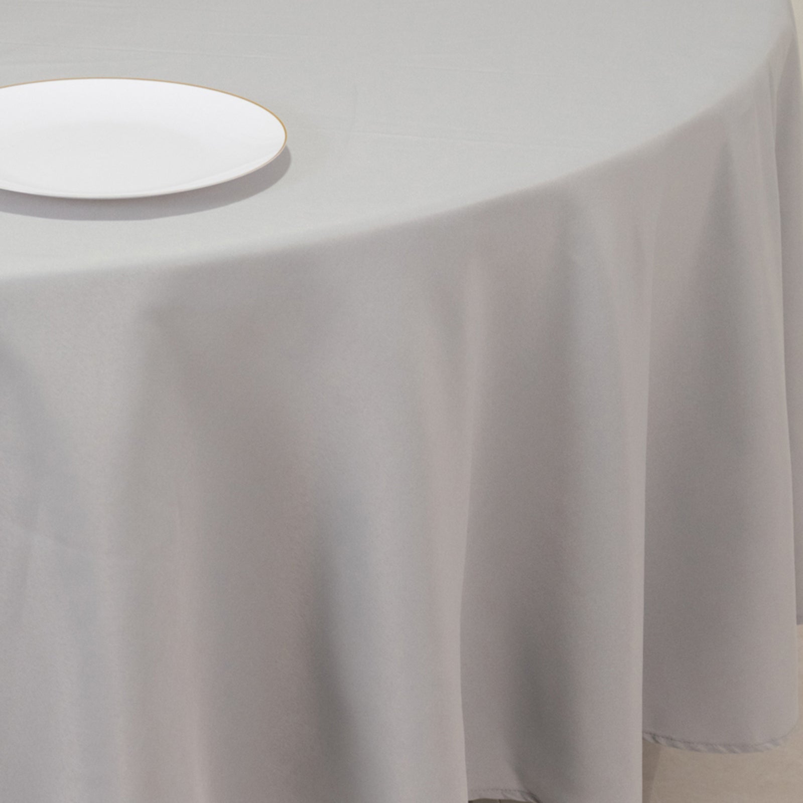 Premium Polyester 90" Round Tablecloth Silver - Stain and Wrinkle-Resistant Design with 220GSM Thickness Table Cover