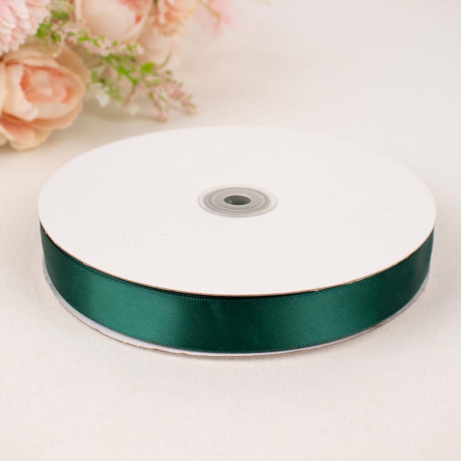 100 Yards 7/8" Hunter Emerald Green Single Face Decorative Satin Ribbon