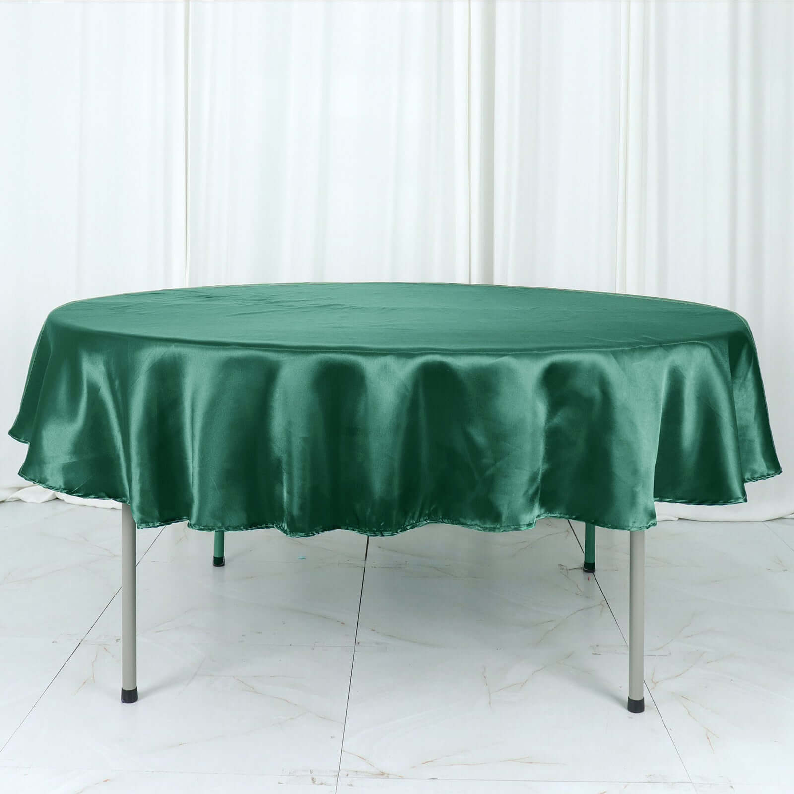 Satin 90" Round Tablecloth Hunter Emerald Green - Smooth and Lustrous Table Cover