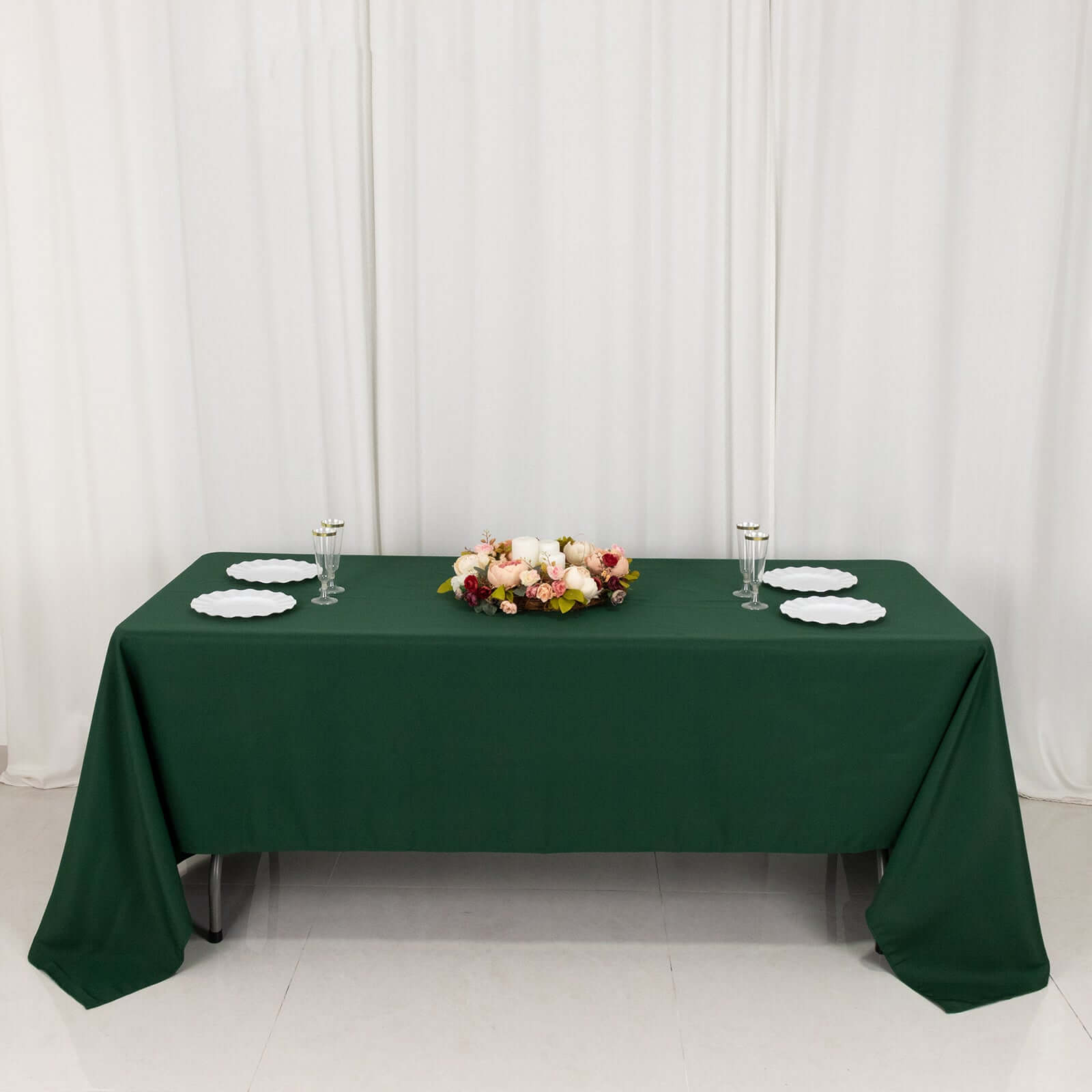 Premium Polyester 60"x126" Rectangle Tablecloth Hunter Emerald Green - Stain-Resistant 220GSM Finish Table Cover