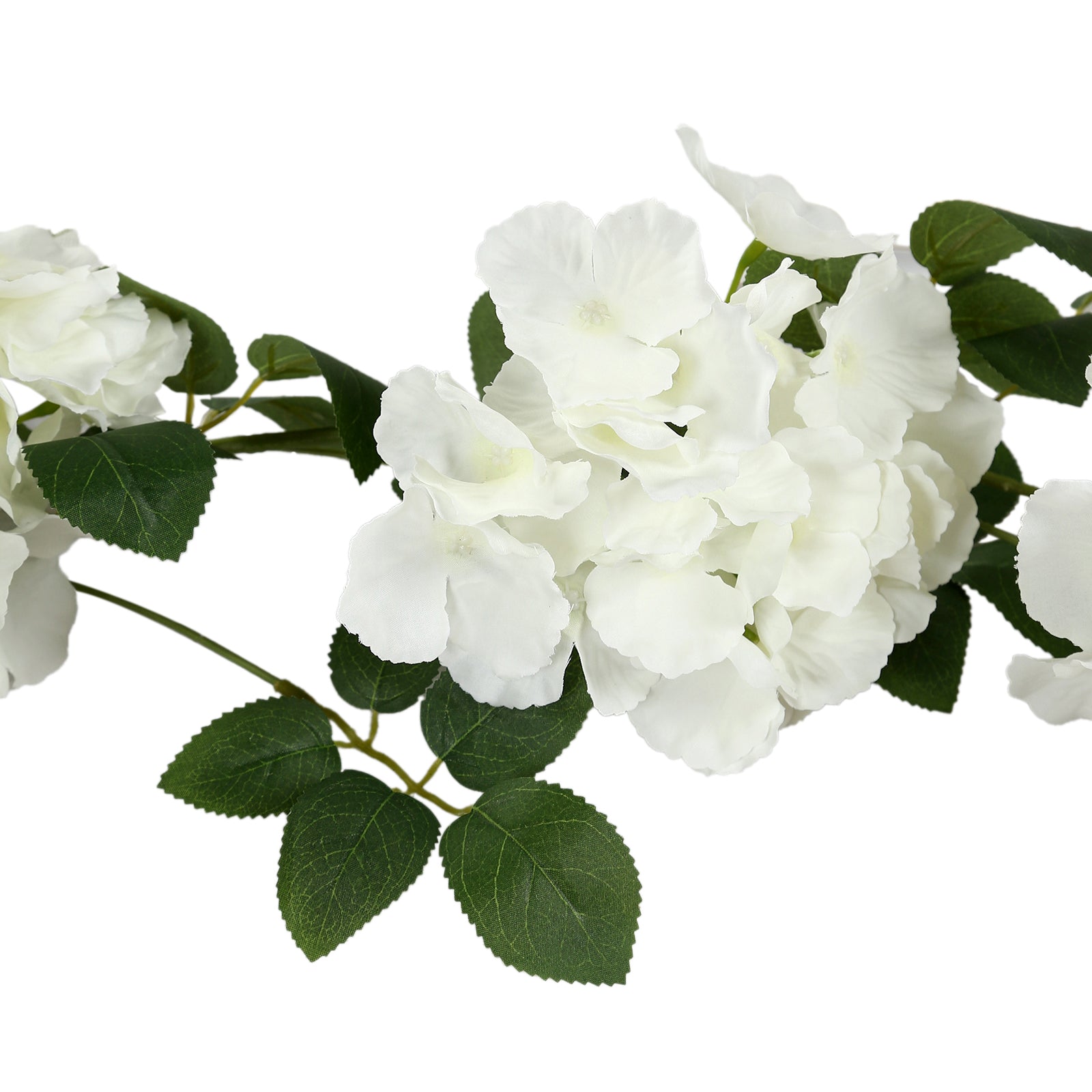 2-Pack Ivory Artificial Hydrangea Garland 5.5ft – Artificial Silk Floral Vine with Green Leaves