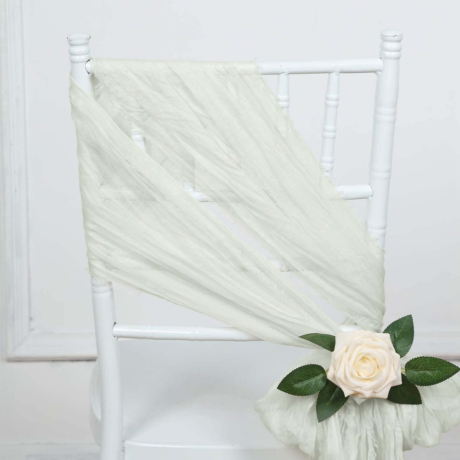 5 Pack Cheesecloth Gauze 16"x88" Chair Sashes Ivory - Stylish Boho Decor for Weddings & Gatherings