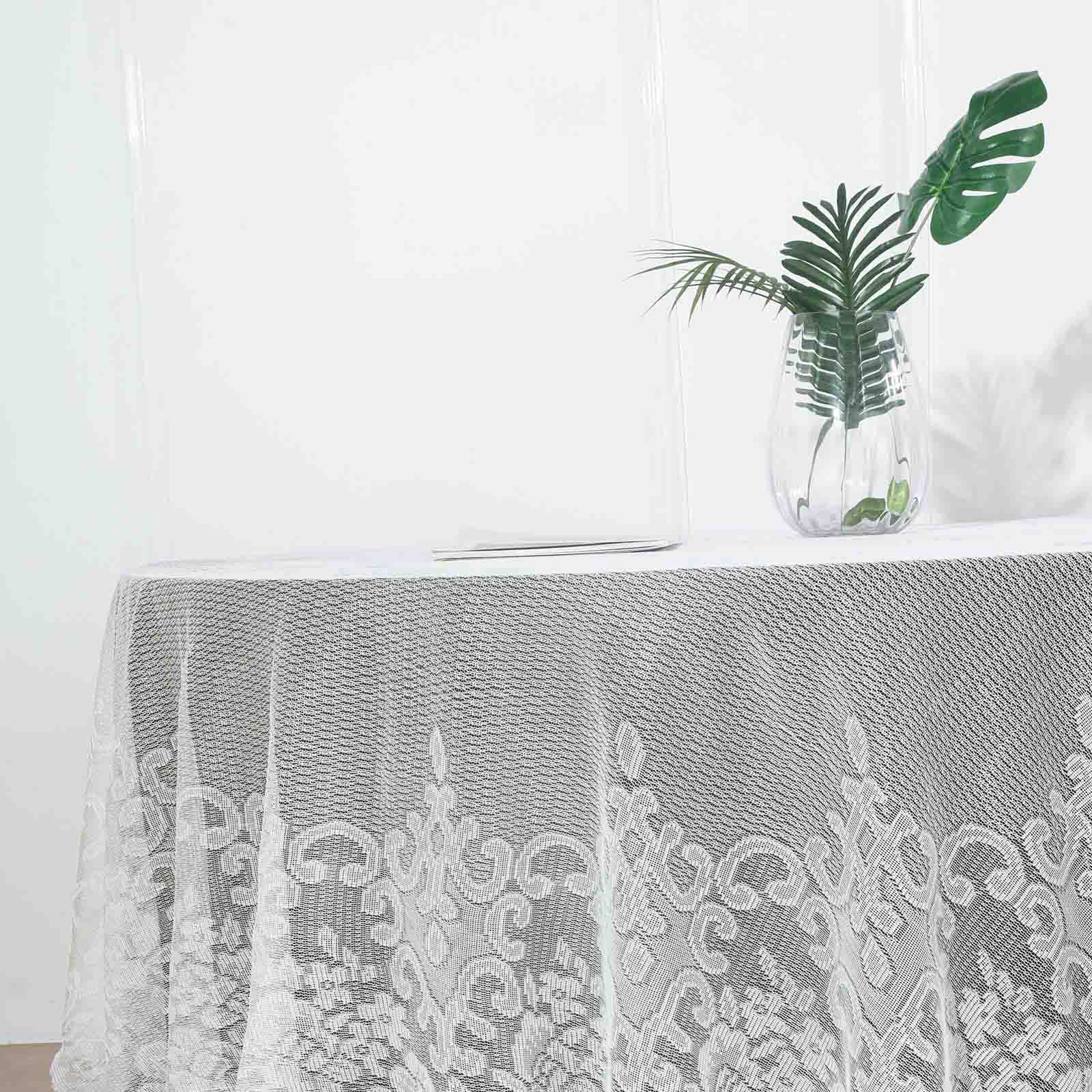 Lace 108" Round Tablecloth Ivory - Premium Design for Formal Table Settings