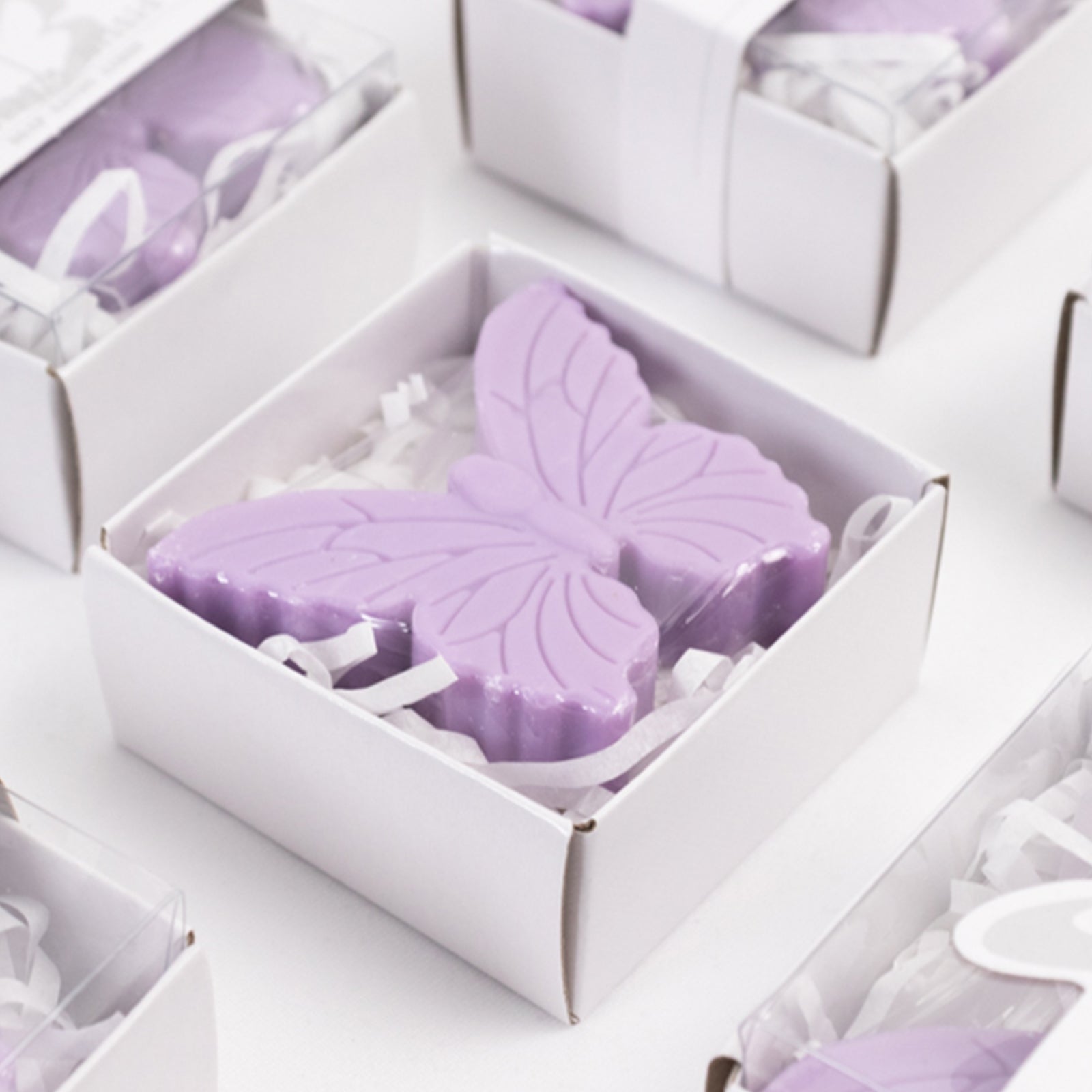 10 Pack Lavender Butterfly Unscented Soap Baby Shower Favors with Gift Boxes, Pre-Packed Bridal Shower Wedding Souvenirs - 2"