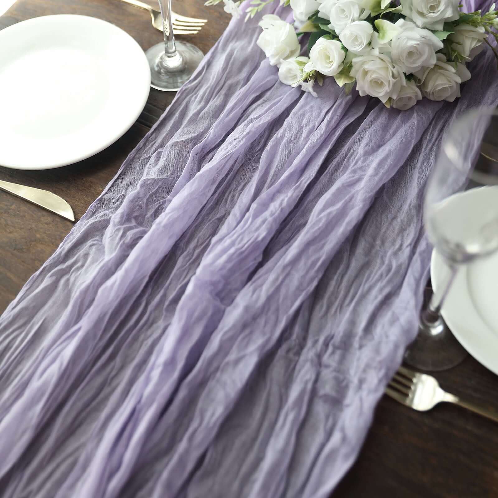 Gauze Cheesecloth 10ft Table Runner Lavender Lilac - Rustic Boho Style