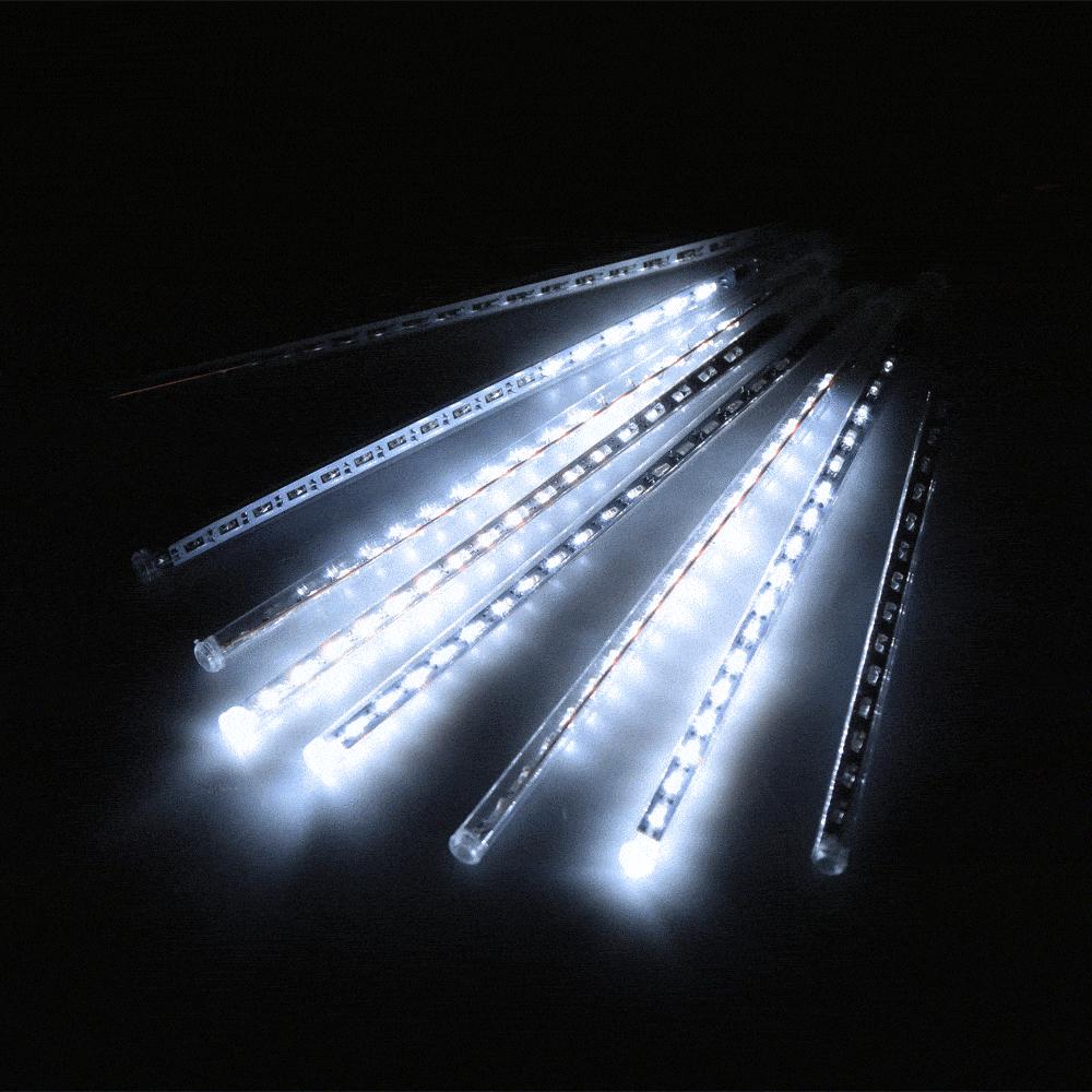 8 Tubes LED Hanging String Lights Icicle Design Clear - Waterproof Snowfall Effect 12"