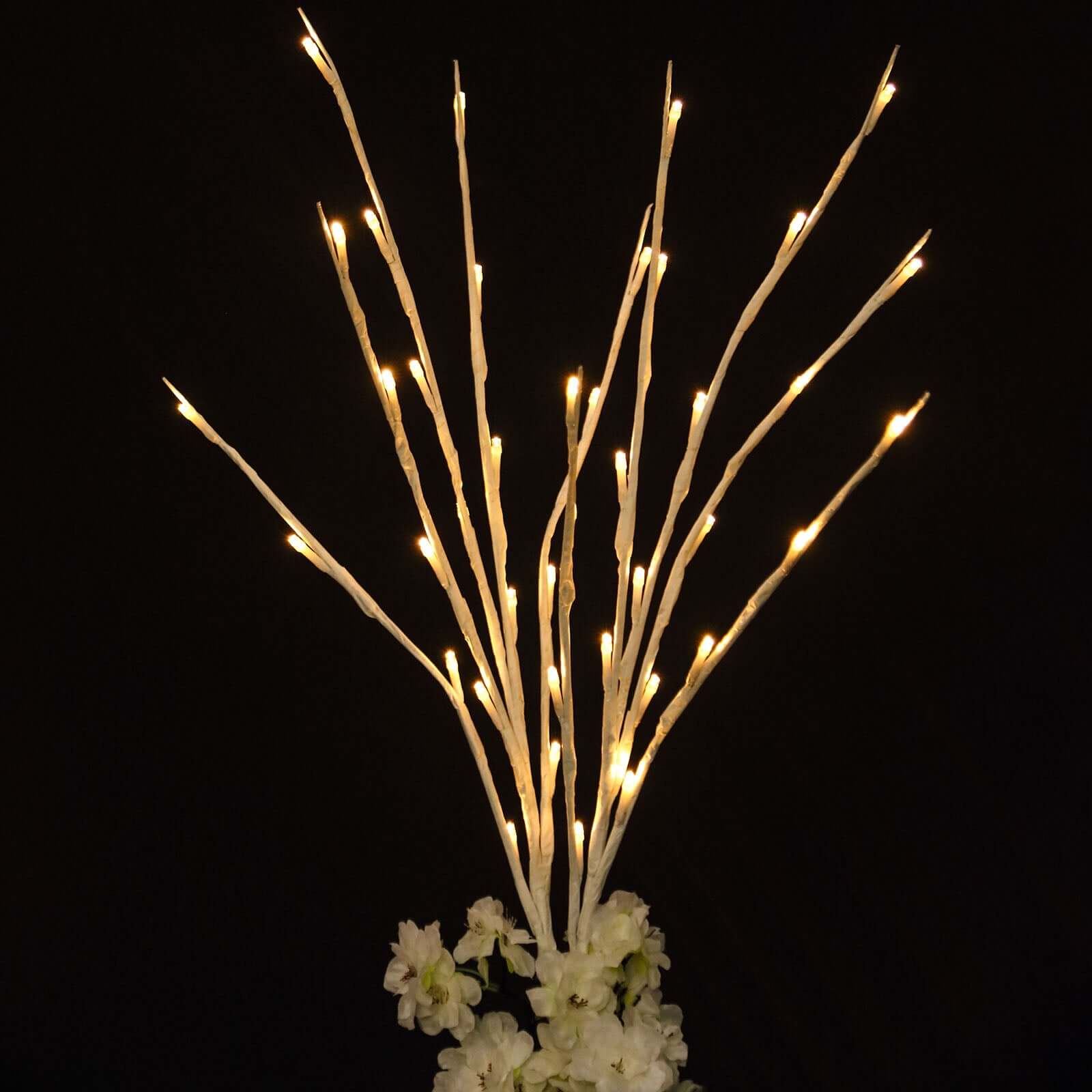 3-Pack LED Lighted Branches Artificial White - Warm White Tree Twig Lights with 60 Bright LED Bulbs 28.5"