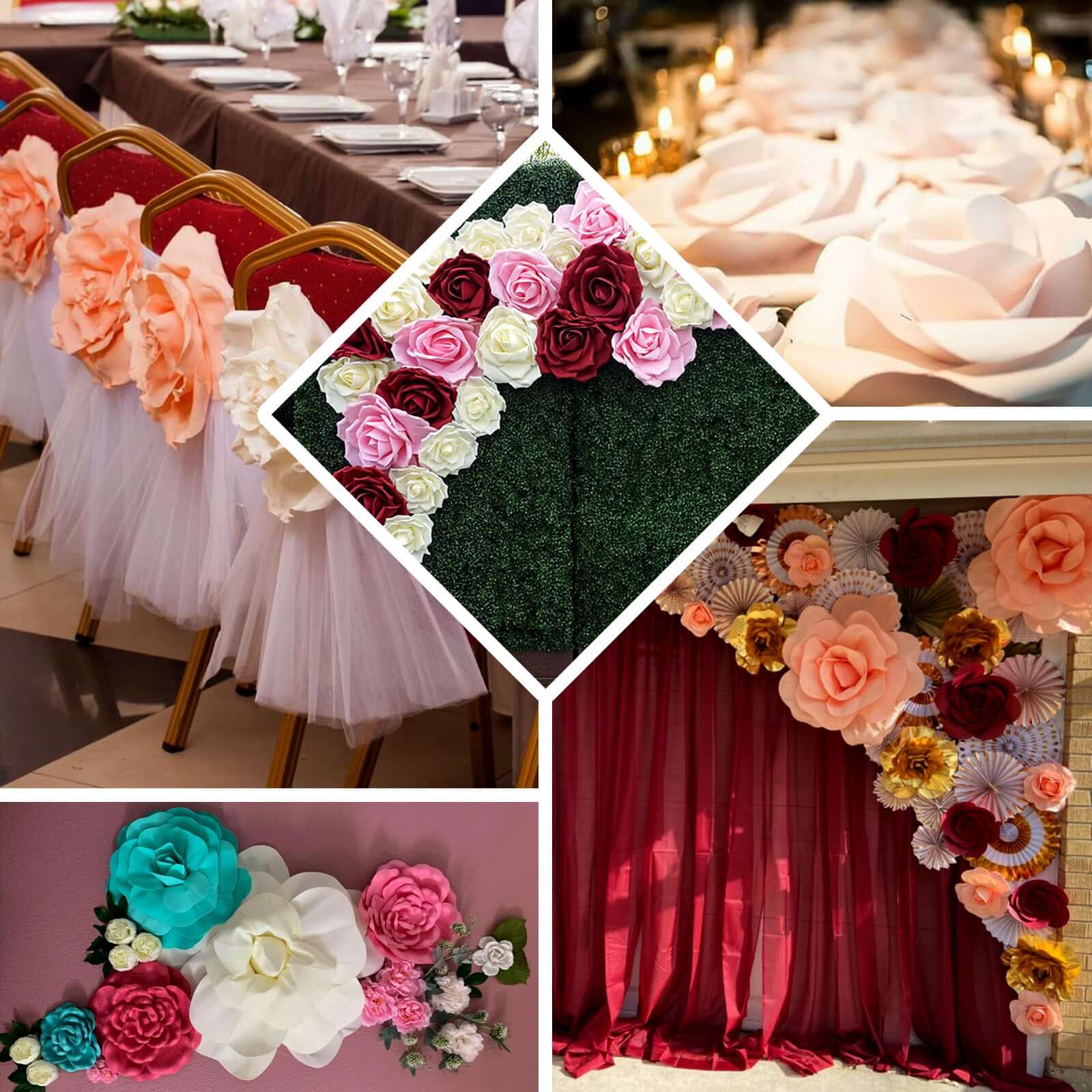 2 Pack 20" Large Metallic Gold Real Touch Artificial Foam DIY Craft Roses