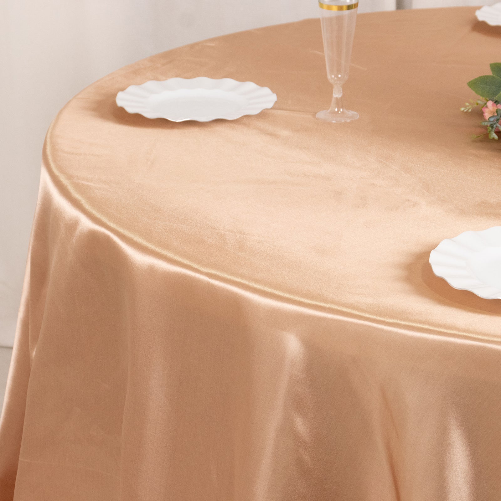 Satin 132" Round Tablecloth Nude - Stylish Seamless Table Cover