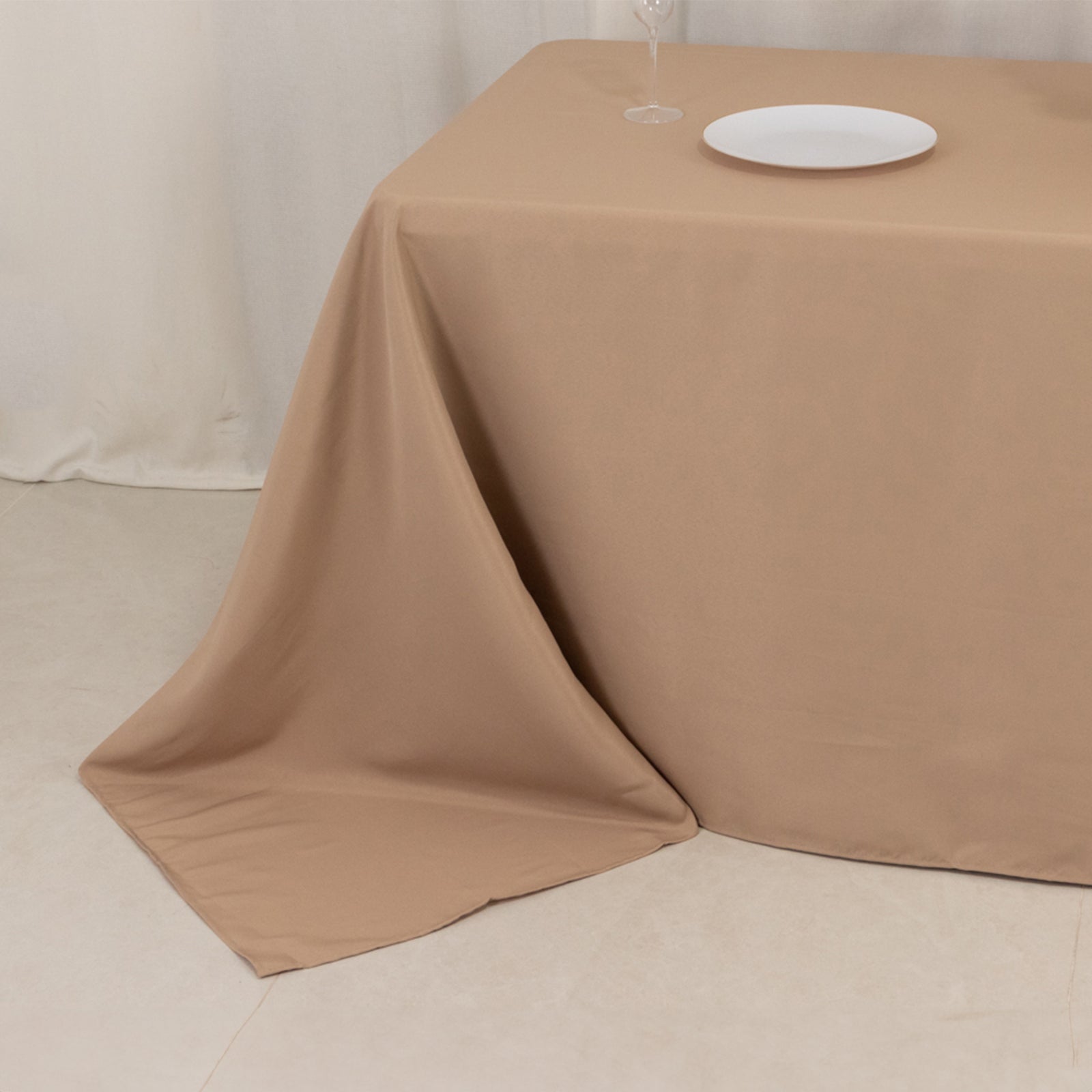 Premium Polyester 90"x132" Rectangle Tablecloth Nude - Seamless 220GSM Stain-Resistant Table Cover