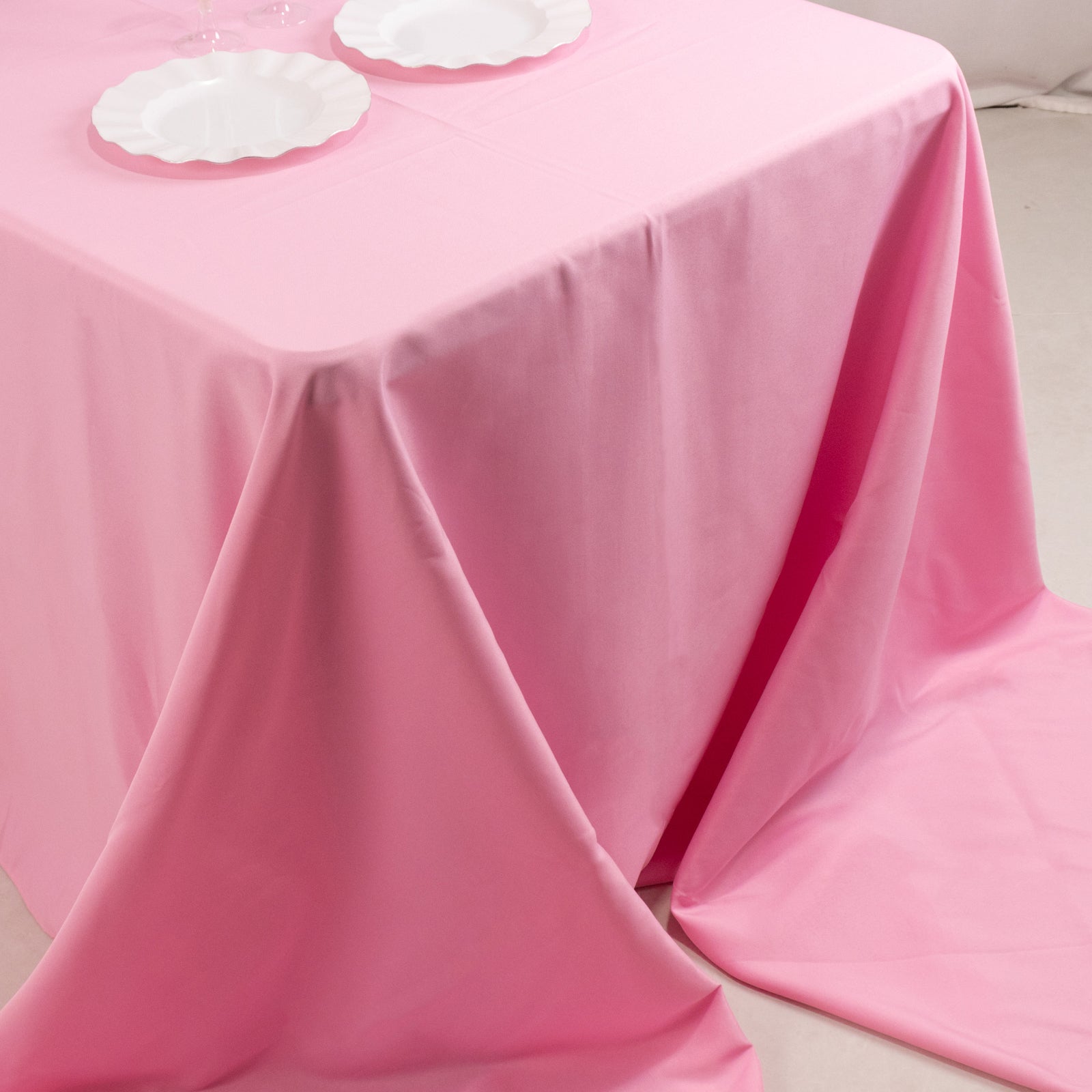 Premium Polyester 90"x156" Rectangle Tablecloth Pink - Seamless 220GSM Stain-Resistant Table Cover