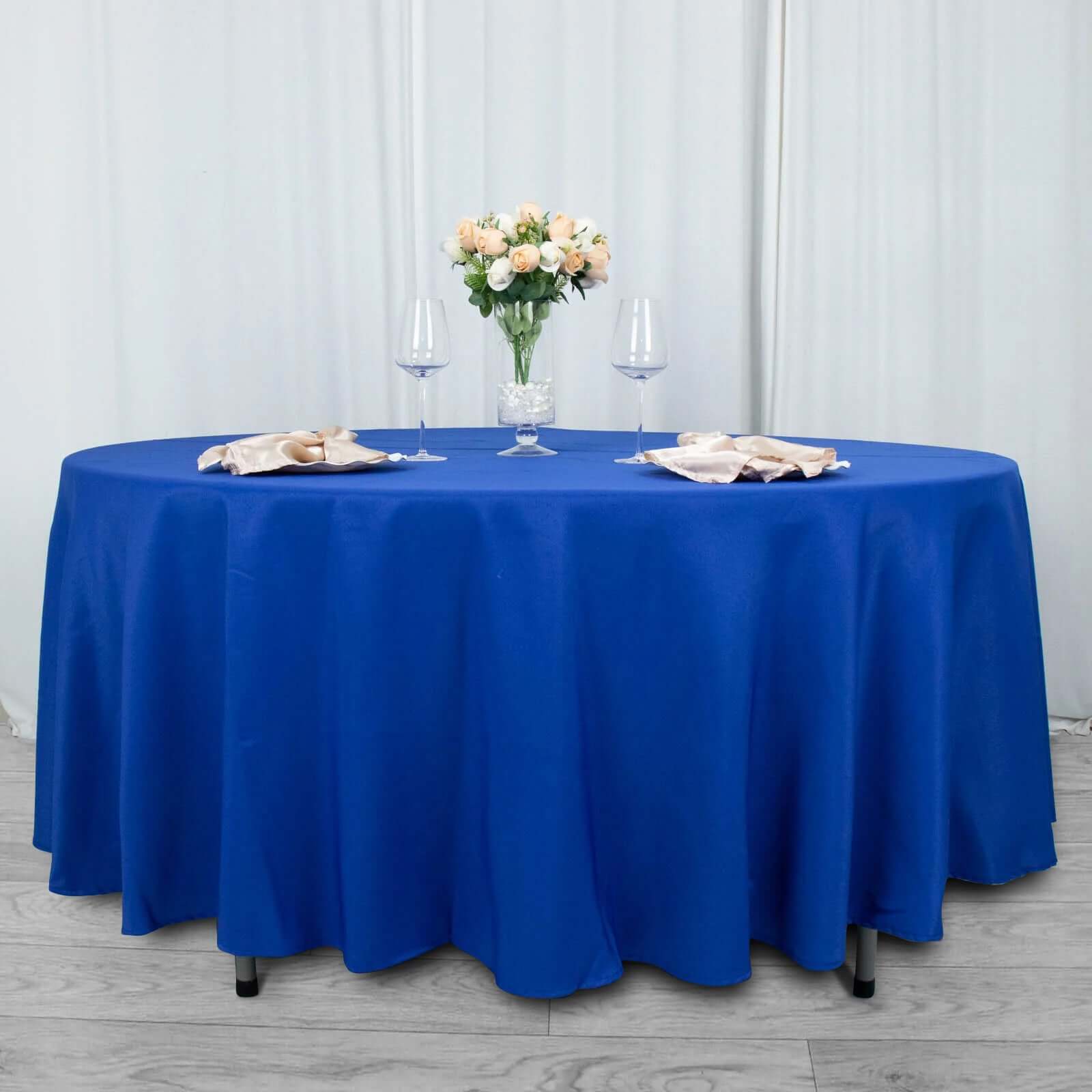 Premium Polyester 108" Round Tablecloth Royal Blue - Wrinkle-Resistant 220GSM Table Cover