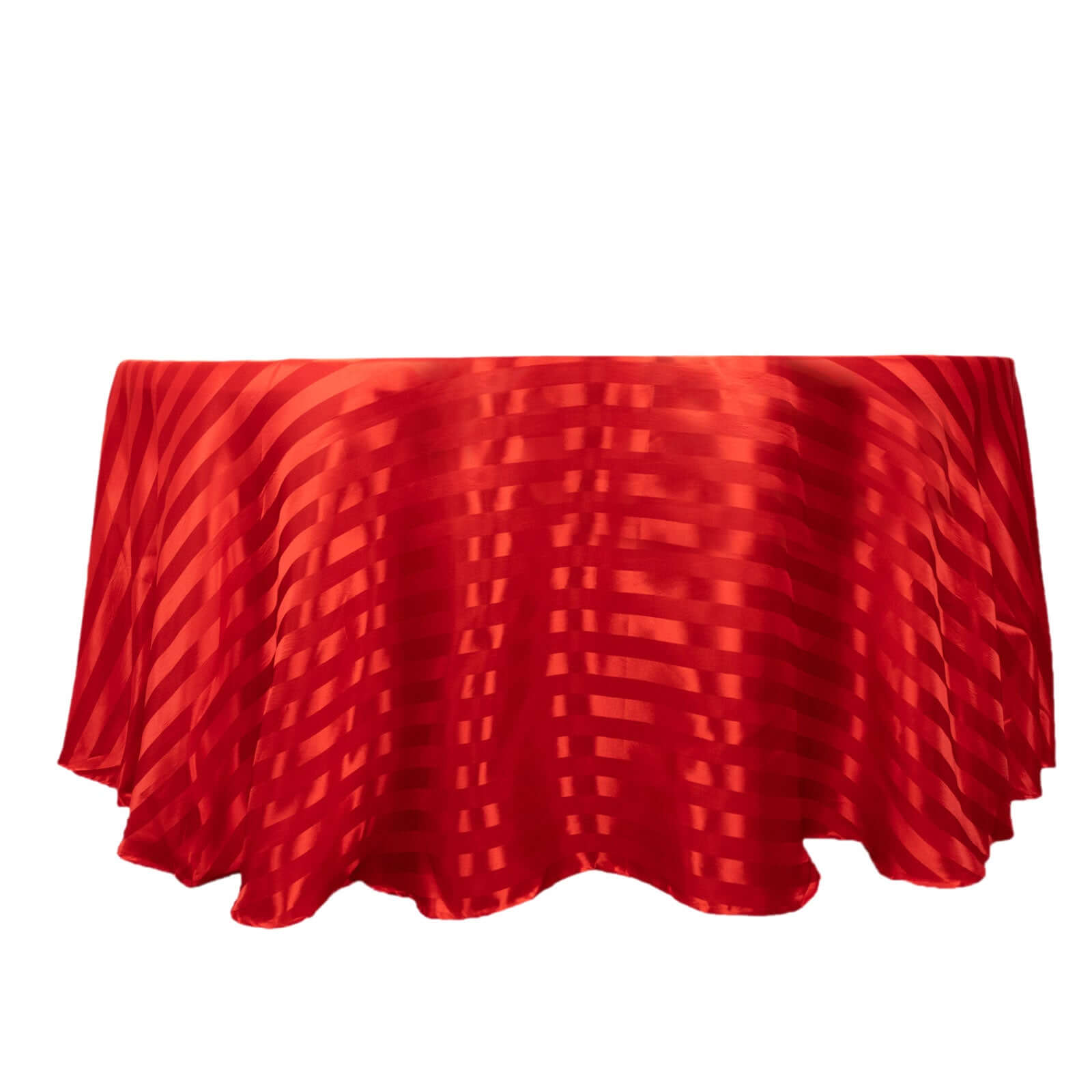 Satin Striped 120" Round Tablecloth Red - Silky Smooth Seamless Table Cover