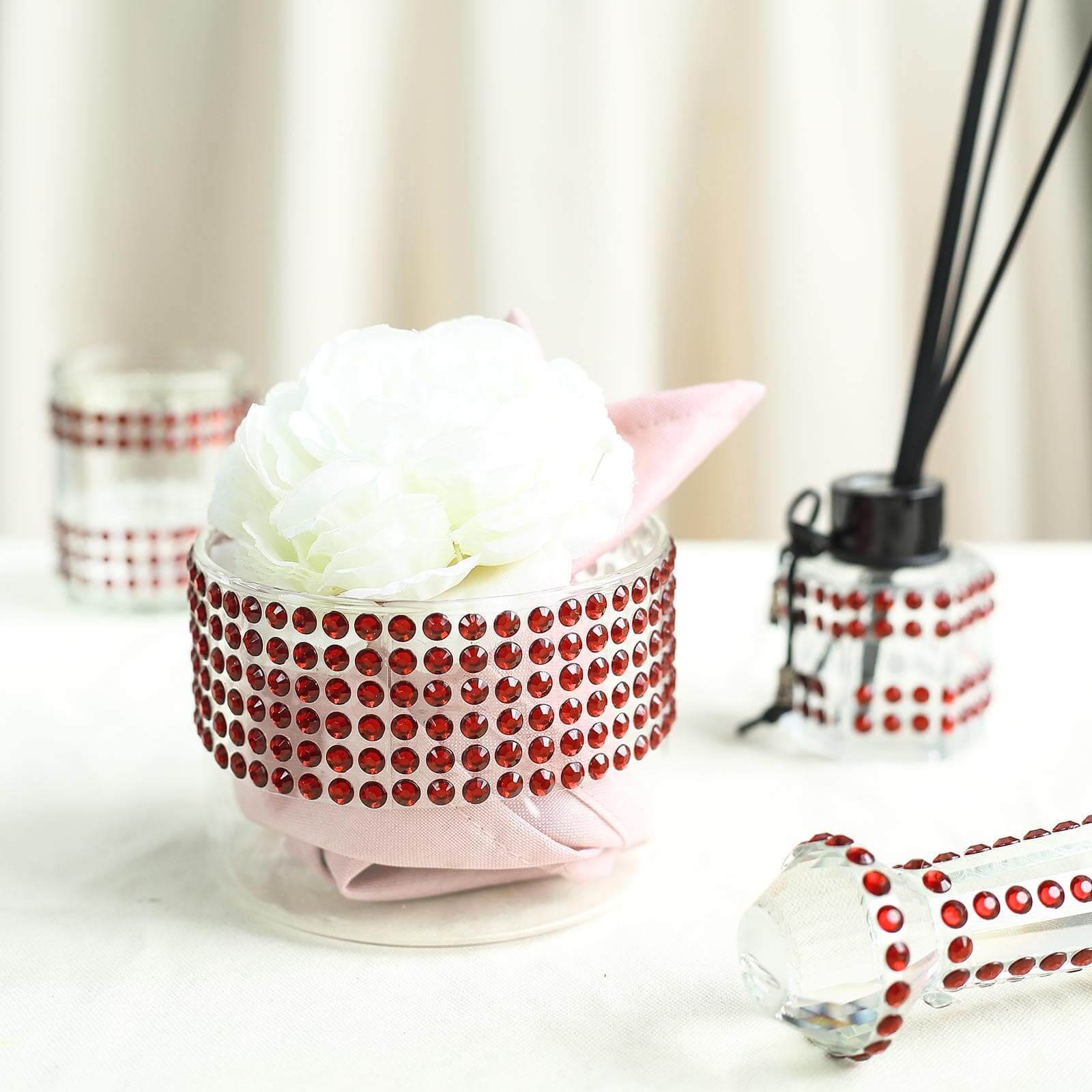 21”x11" Red Self Adhesive Rhinestone Diamond Sticker Wrap Sheets, DIY Craft Gem Stickers