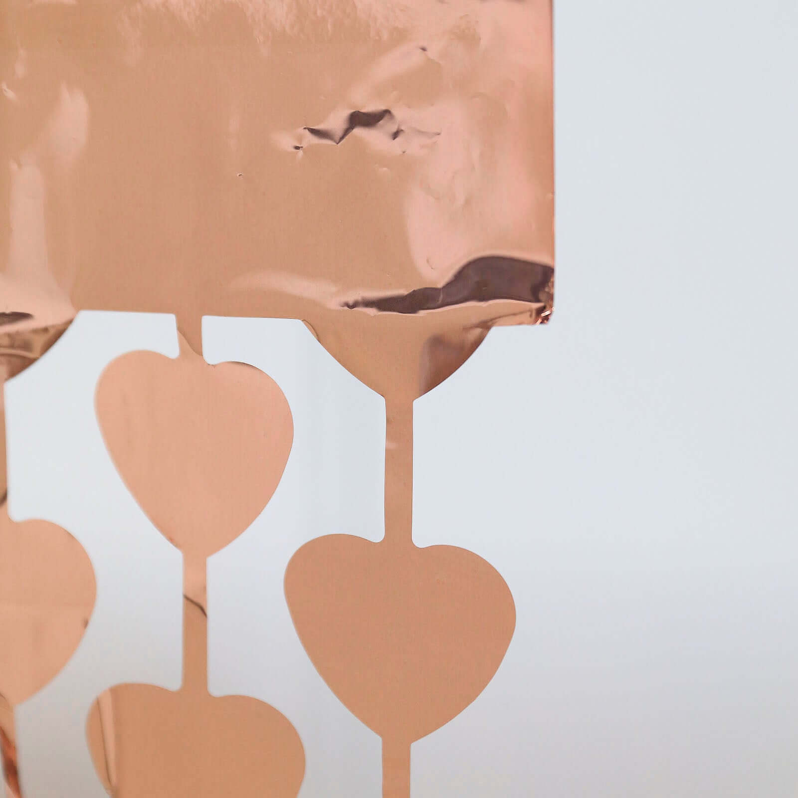 Rose Gold Heart Chain Foil Fringe Curtain Party Backdrop, Metallic Rose Gold Tinsel Streamer Party Decor - Door Window Foil Curtain - 3ftx6.5ft