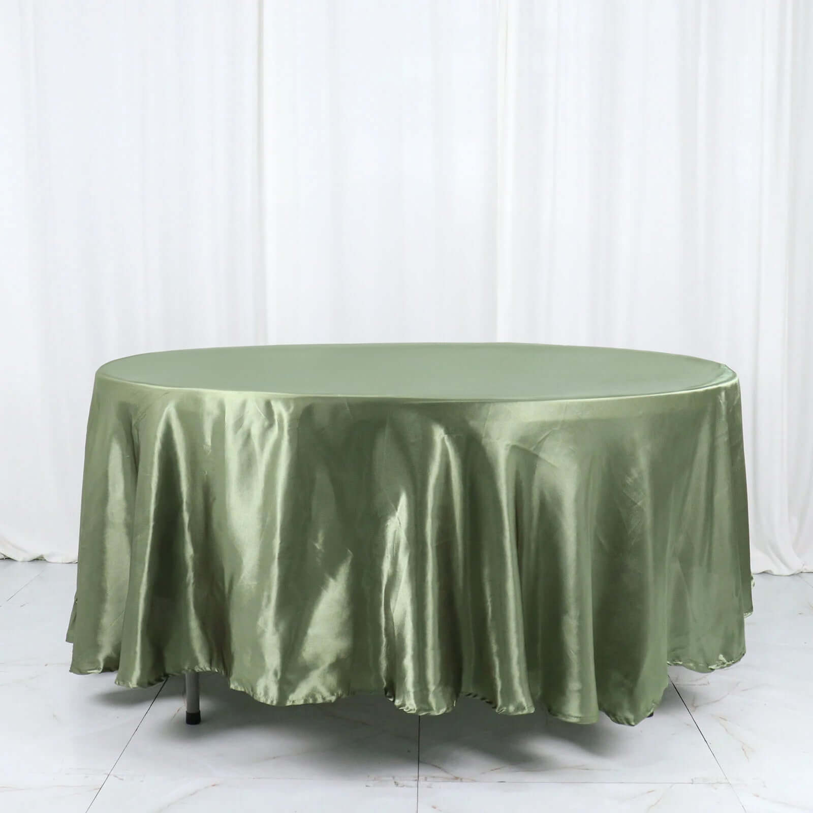 Satin 108" Round Tablecloth Dusty Sage Green - Smooth and Lustrous Table Cover