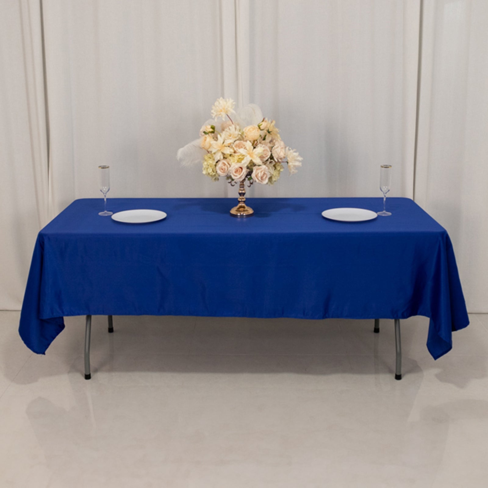 Lamour Satin 60"x102" Rectangle Tablecloth Royal Blue - Durable & Silky Soft Feel Table Cover