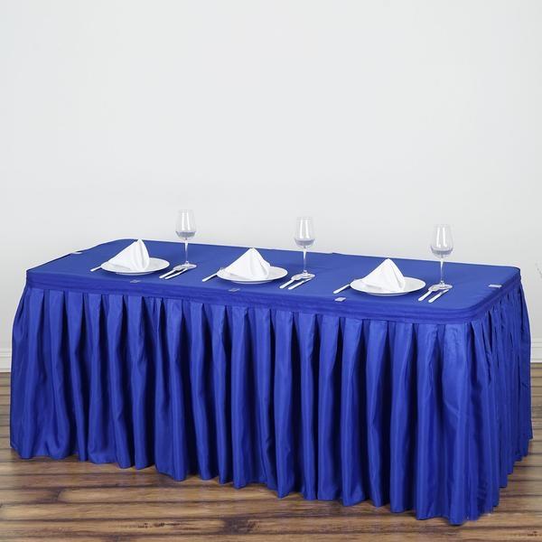 Polyester 17ft Table Skirt Royal Blue - Classic Pleated Design