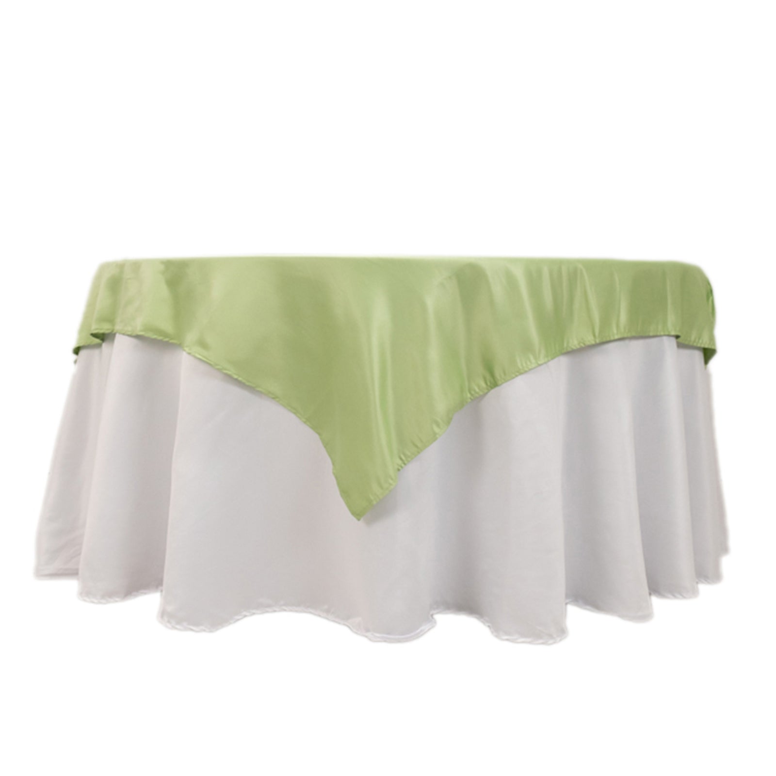 Lamour Satin 54"x54" Table Overlay Square Tablecloth Sage Green - Durable & Silk-Like Table Cover