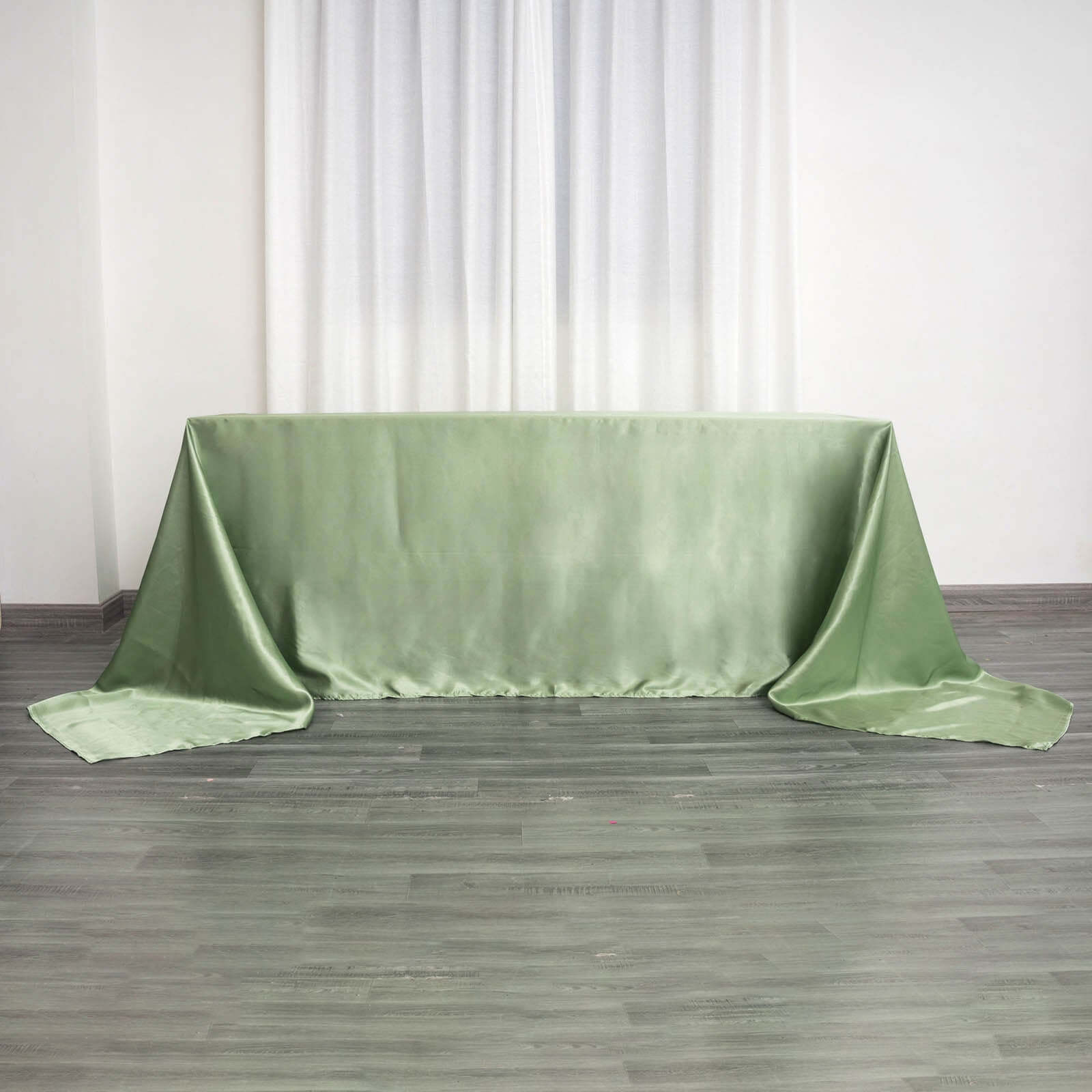 Satin Rectangular 90"x156" Tablecloth Sage Green - Seamless Table Cover
