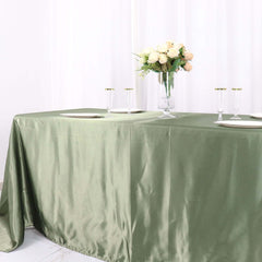 Satin Rectangular 90"x132" Tablecloth Dusty Sage Green - Seamless Table Cover