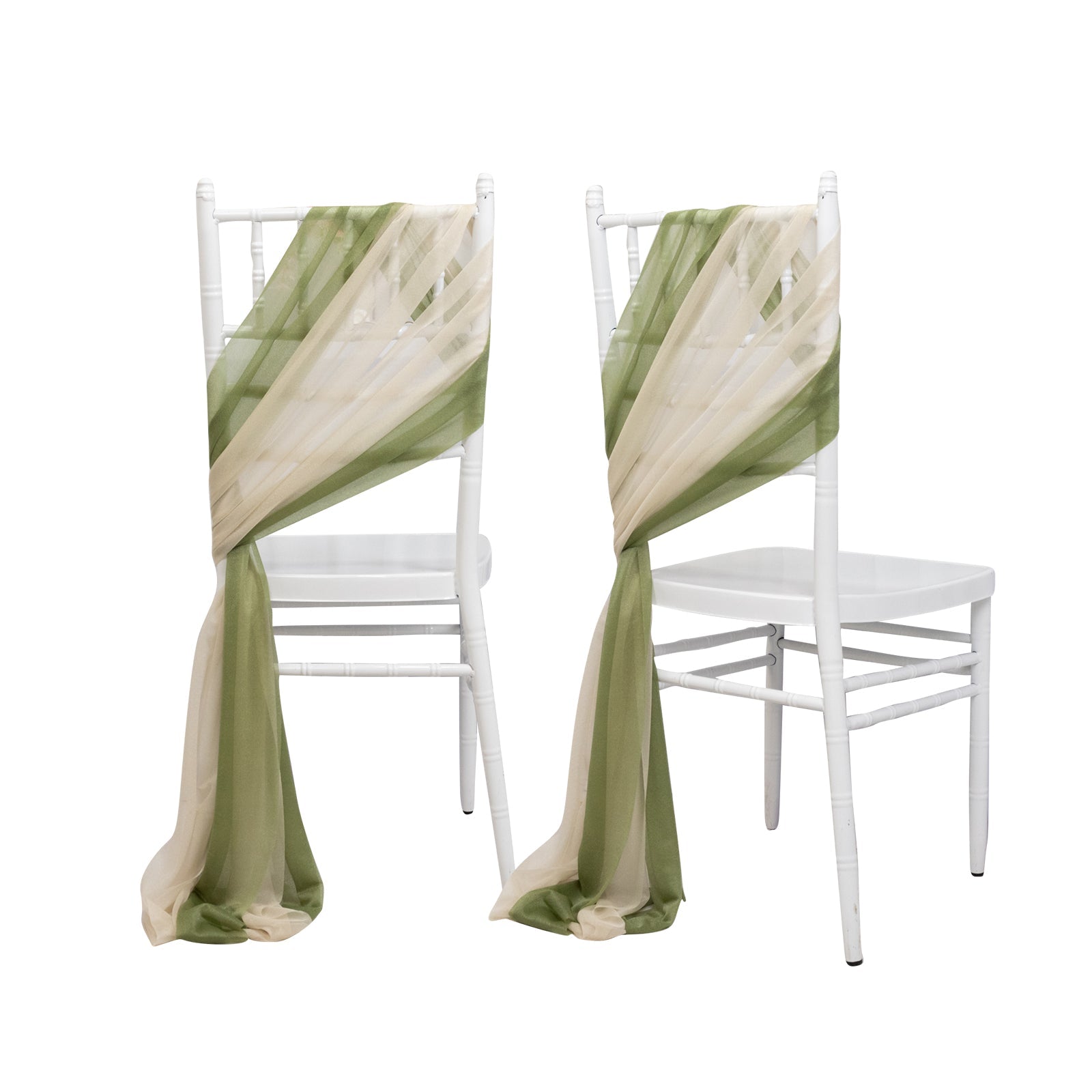 20-Pack Sheer Chair Drape Decor in Dusty Sage Green and Beige – 9ft Shimmer Sash, Wrinkle-Free