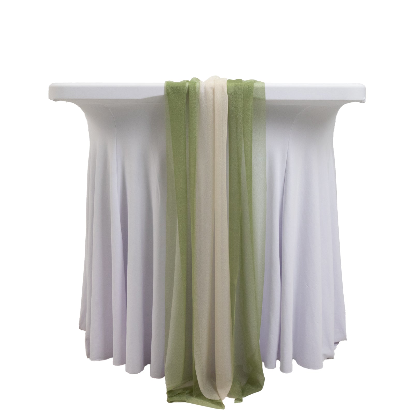 20-Pack 9ft Sheer Table Runners – Dusty Sage Green/Beige Shimmer Sheer Drapes, Wrinkle-Free