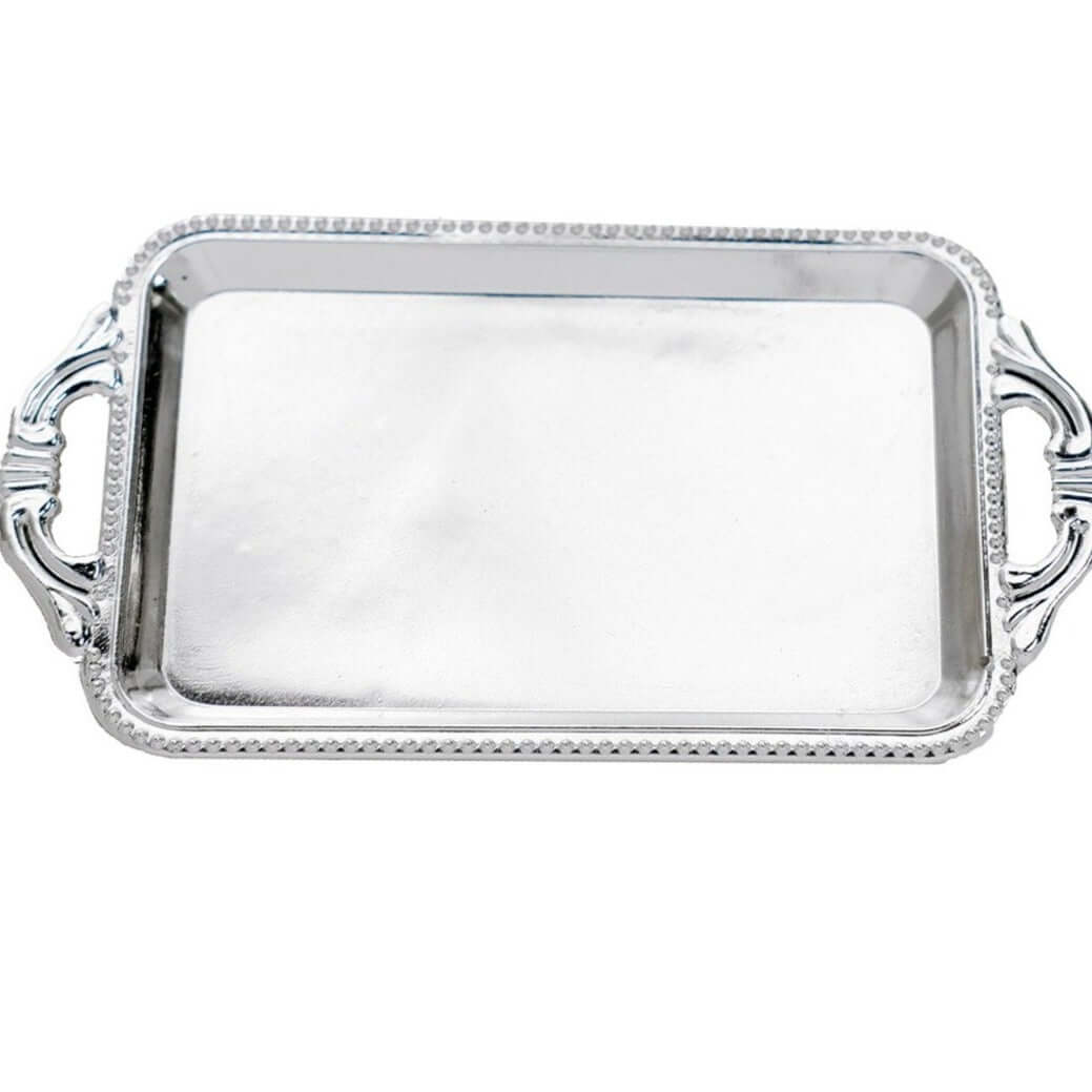 12-Pack Display Trays Party Favor Rectangular Design Silver - Mini Serving Platters for Candy and Desserts 4"