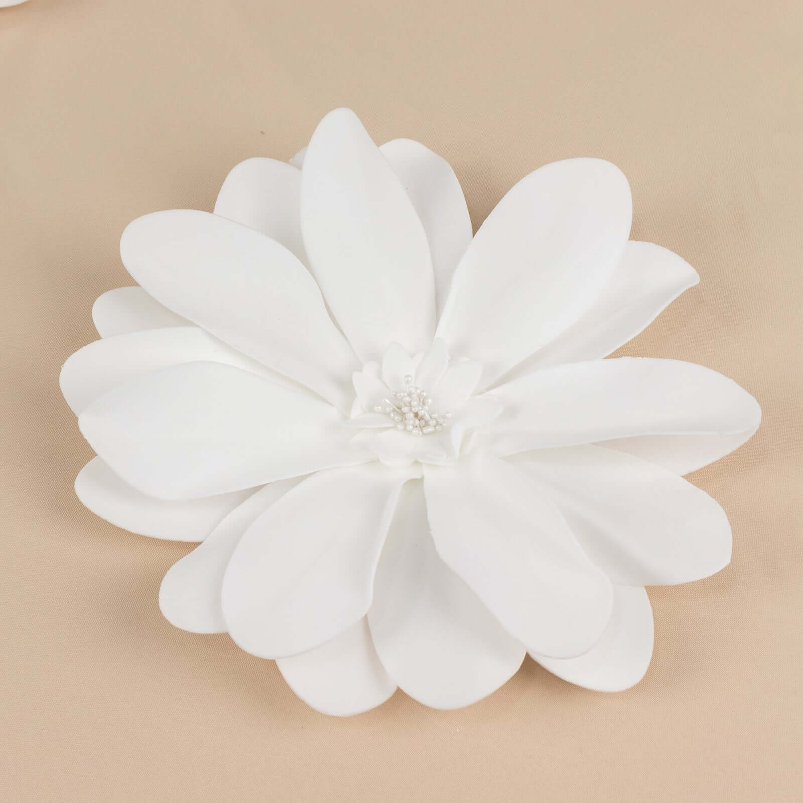 4 Pack 12" White Life-Like Soft Foam Craft Dahlia Flower Heads