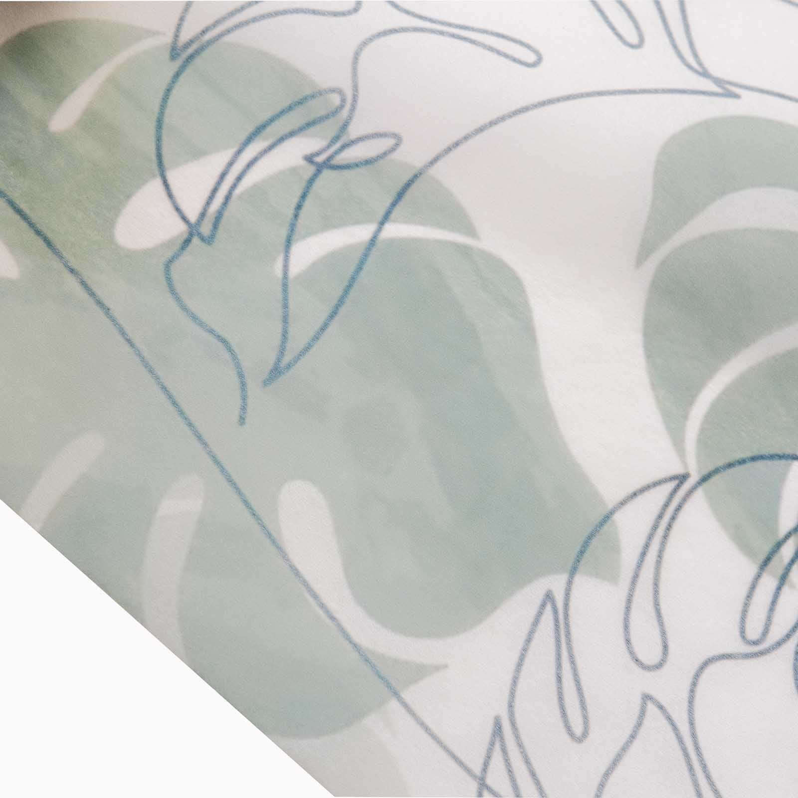 Disposable Table Runner 11"x108" White with Green Monstera Palm Leaves Print - Non-woven Stylish Spring Summer Dining Decor